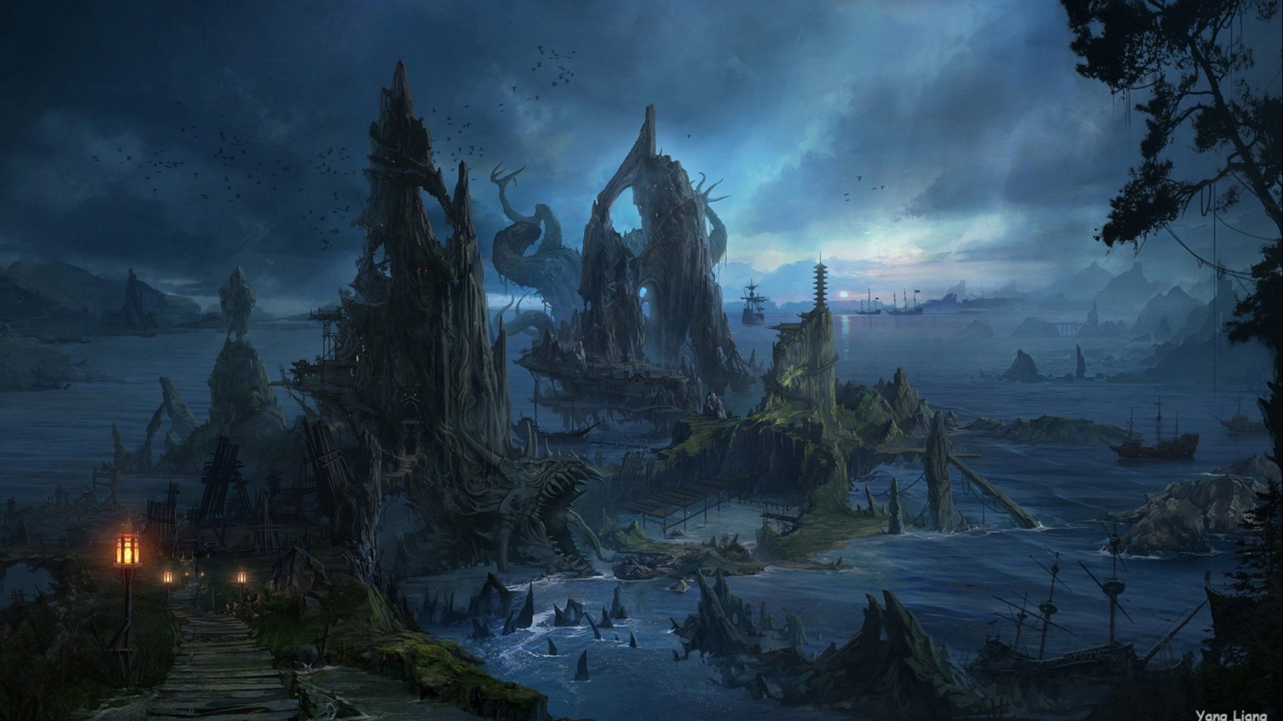 2560x1440 fantasy, Landscape, Art, Artwork, Nature Wallpaper HD / Desktop and Mobile Background