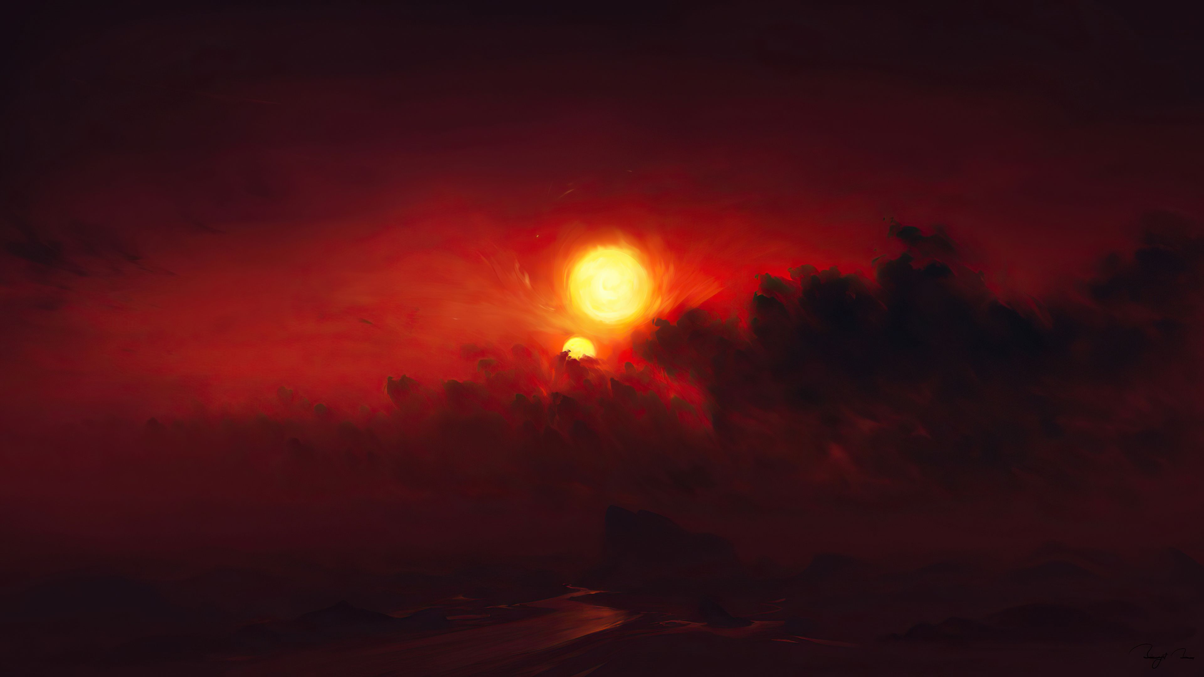 3840x2160 Clouds Red Dark Fantasy Paint Art 4k Wallpaper, HD Artist Wallpaper, 4k Wallpaper, Image, Background, Photos and Picture