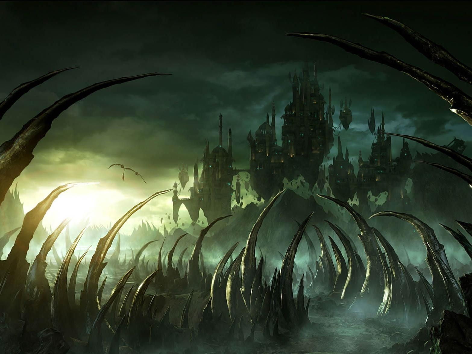 1566x1175 Castle digital wallpaper, fantasy art, dark fantasy HD wallpaper
