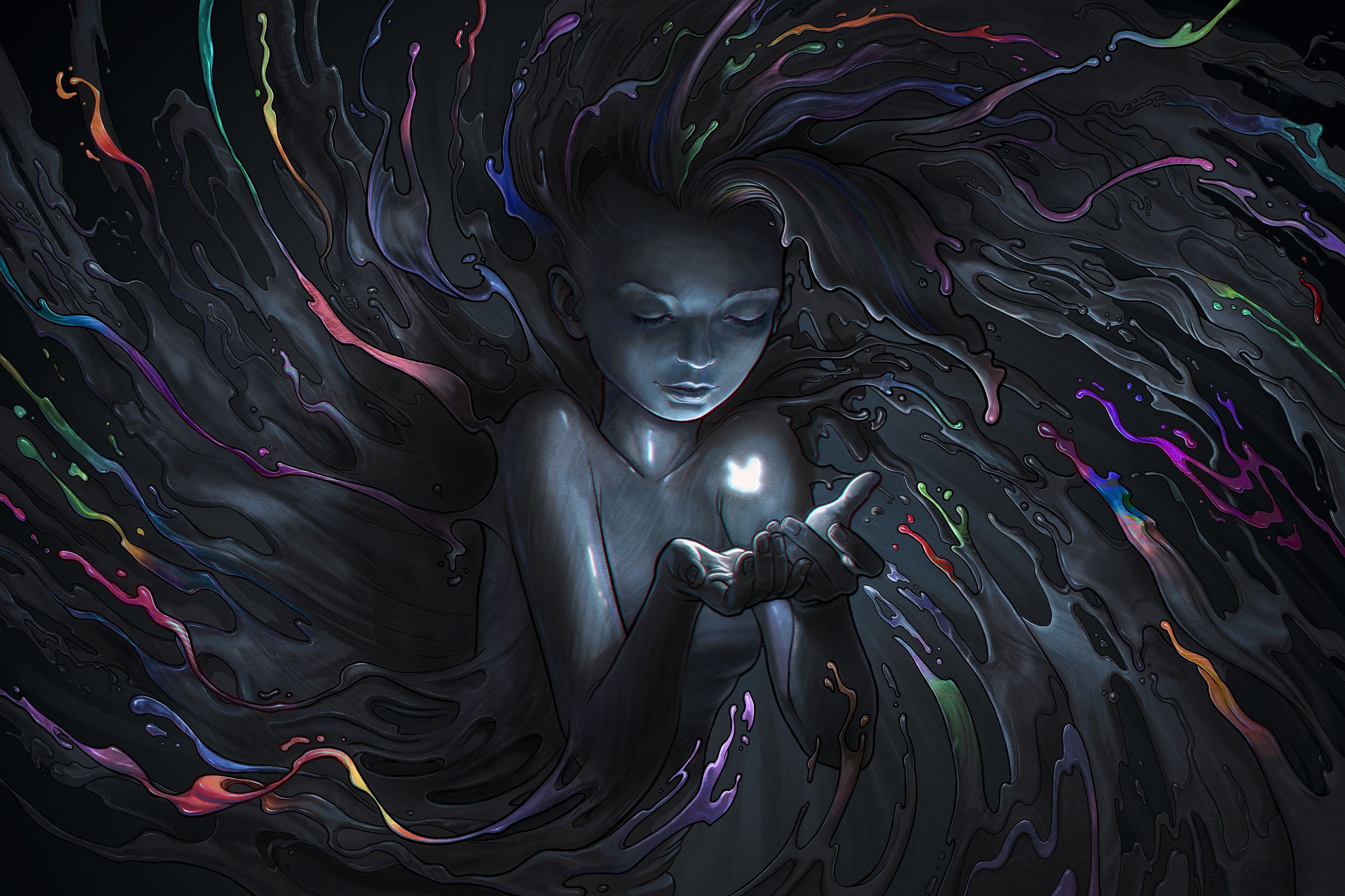 3840x2558 Mystic Wallpaper 4K, Fairy, Girl, Magical, Dark, CGI