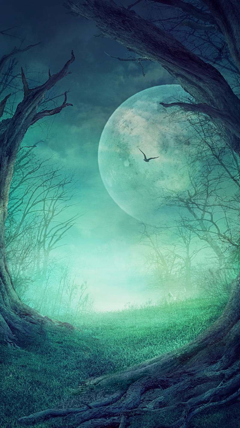 800x1422 Moon, dark, fantasy, halloween, mystic, planet, planets, HD phone wallpaper