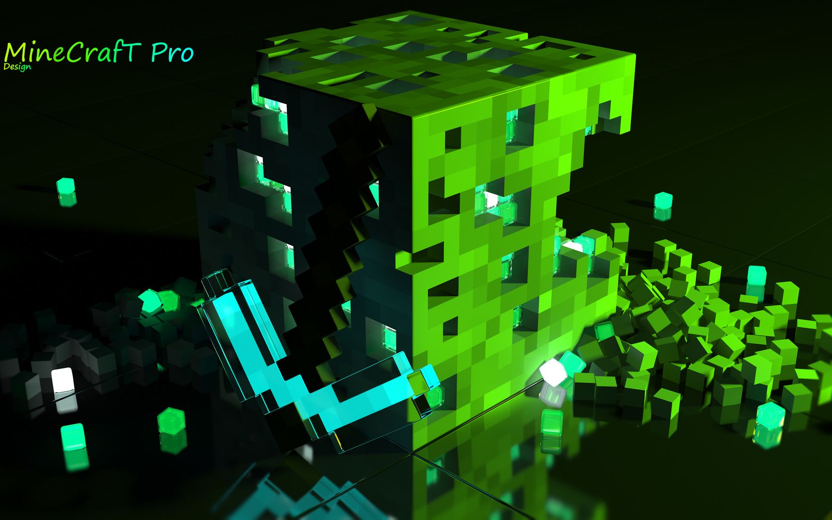 1680x1050 Download Minecraft Green Light, Minecraft, Minecraft Emerald, Minecraft block, Minecraft pickaxe, Minecraft stone, Minecraft cubes Wallpaper in 1680x1050 Resolution