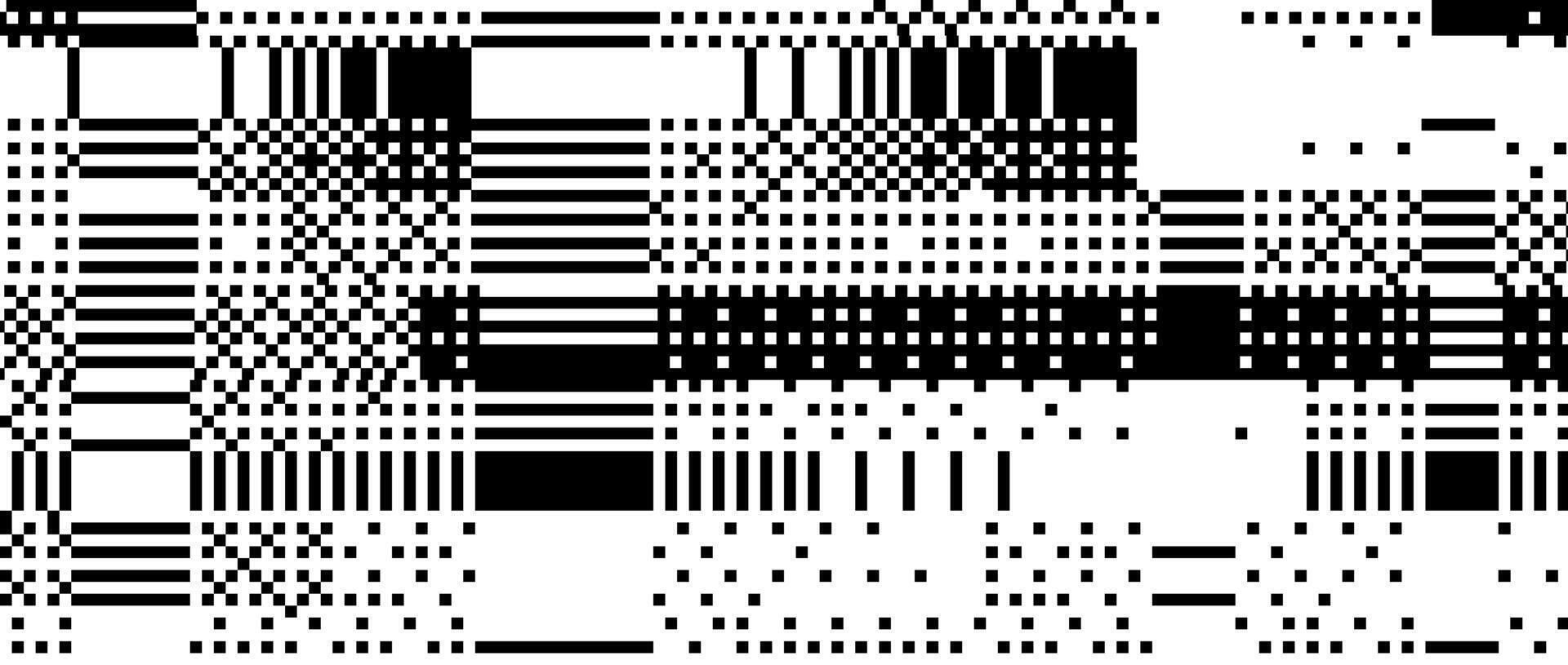1920x815 Black and white dither pattern wallpaper. Glitch binary pixel grunge texture. Rippled pixelated screen. Retro bitmap distressed game backdrop. 8 bit abstract glitch distorted background