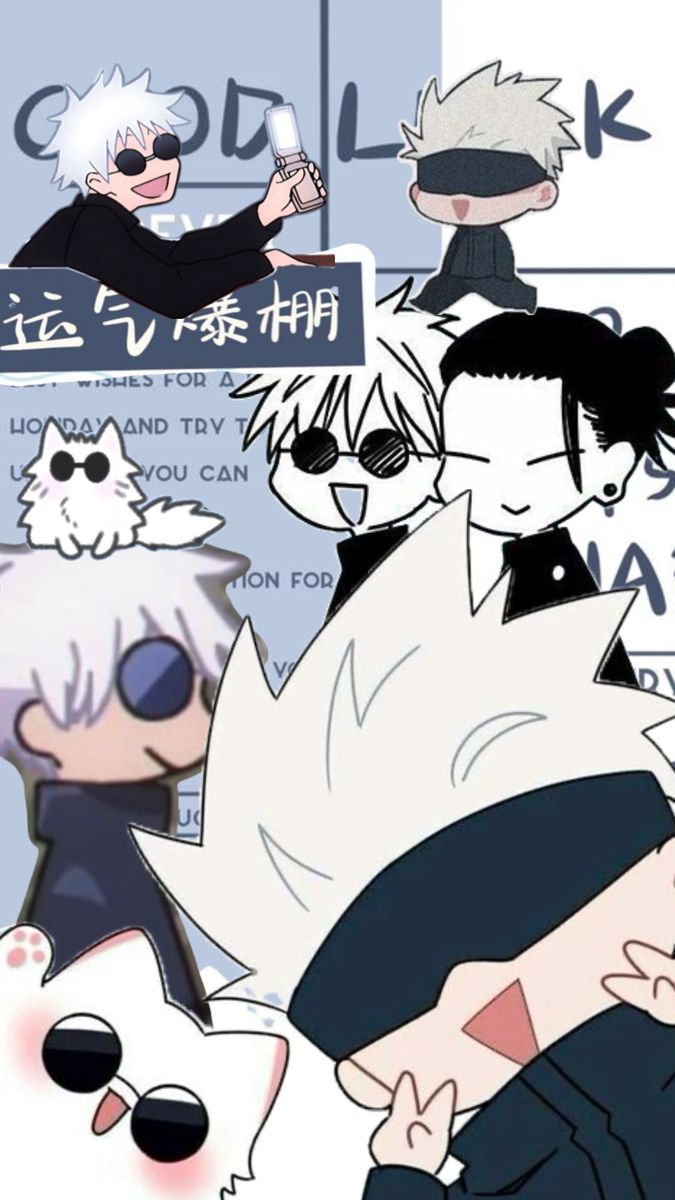 675x1200 Cute kawaii gojo and his cat