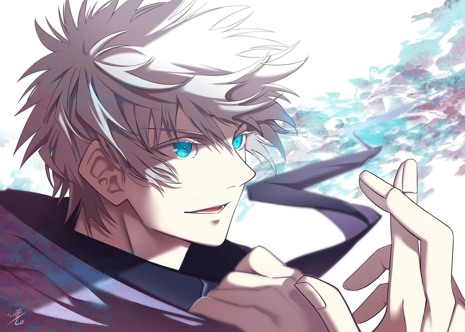 1920x1373 Download Blue Eyes White Hair Satoru Gojo Anime Jujutsu Kaisen HD Wallpaper