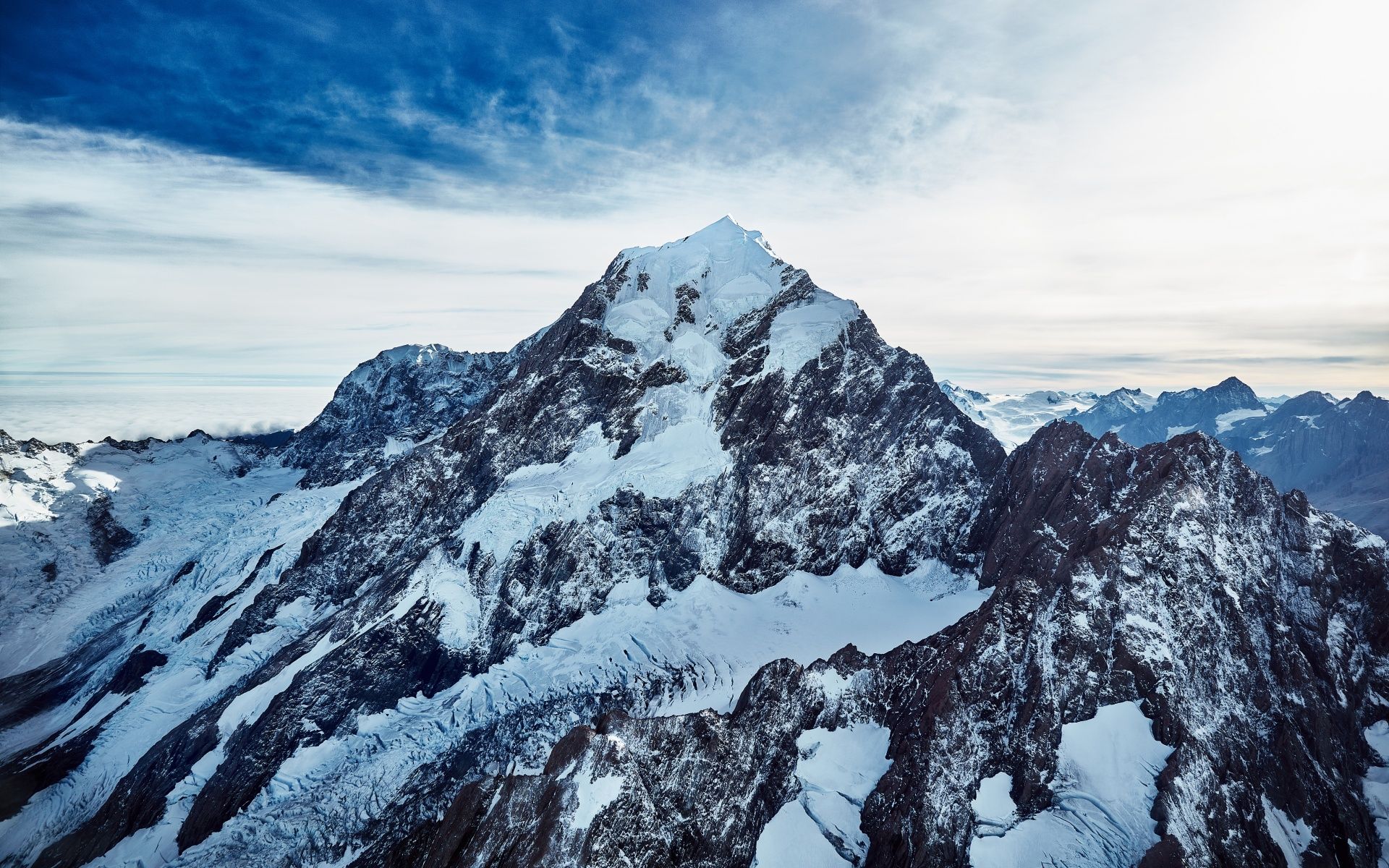1920x1200 Mount Cook Wallpaper 4K, Peak, Snow covered, Mountains