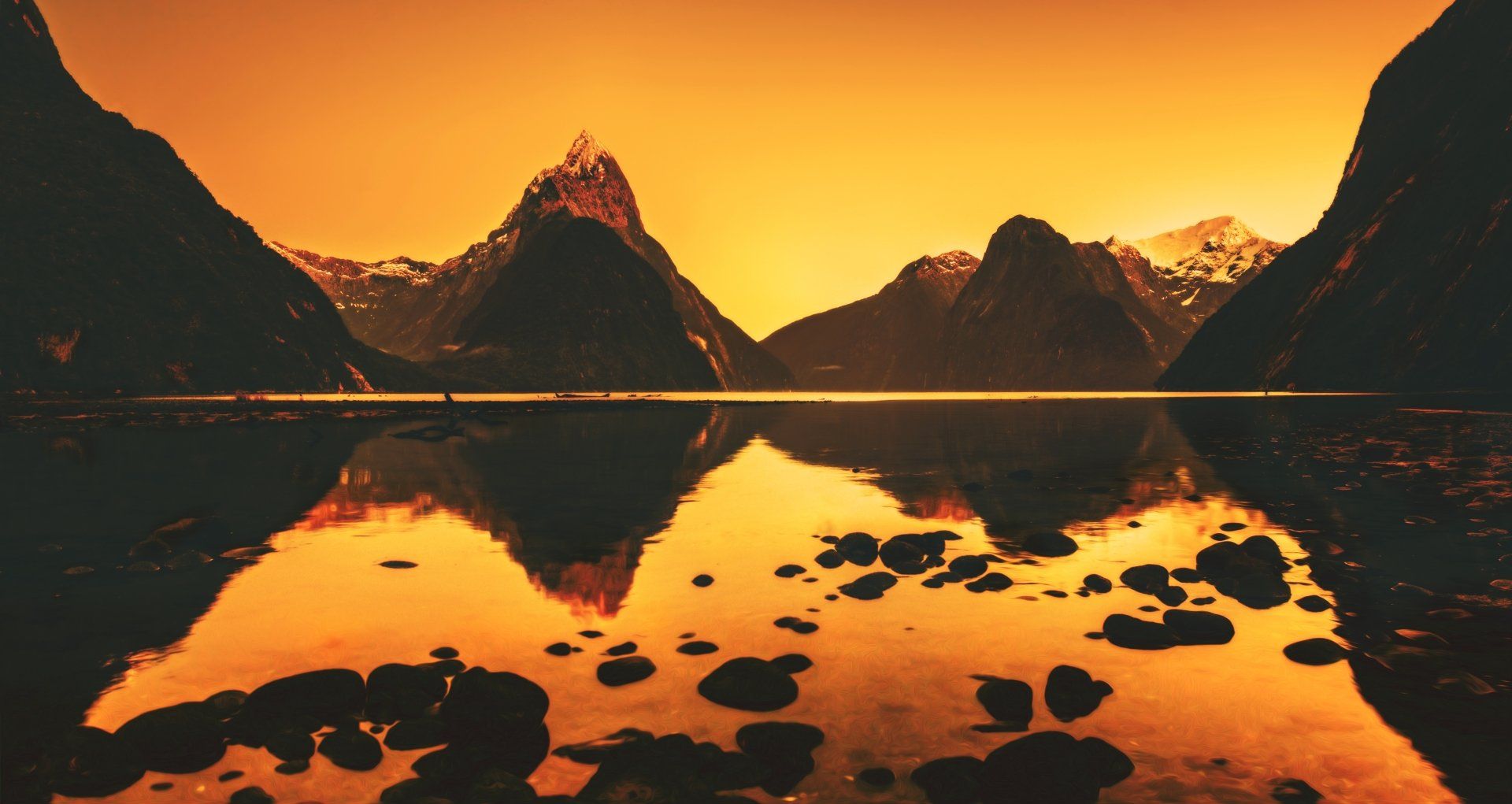 1920x1021 Mitre Peak Reflections Ultra HD Milford Sound Wallpaper