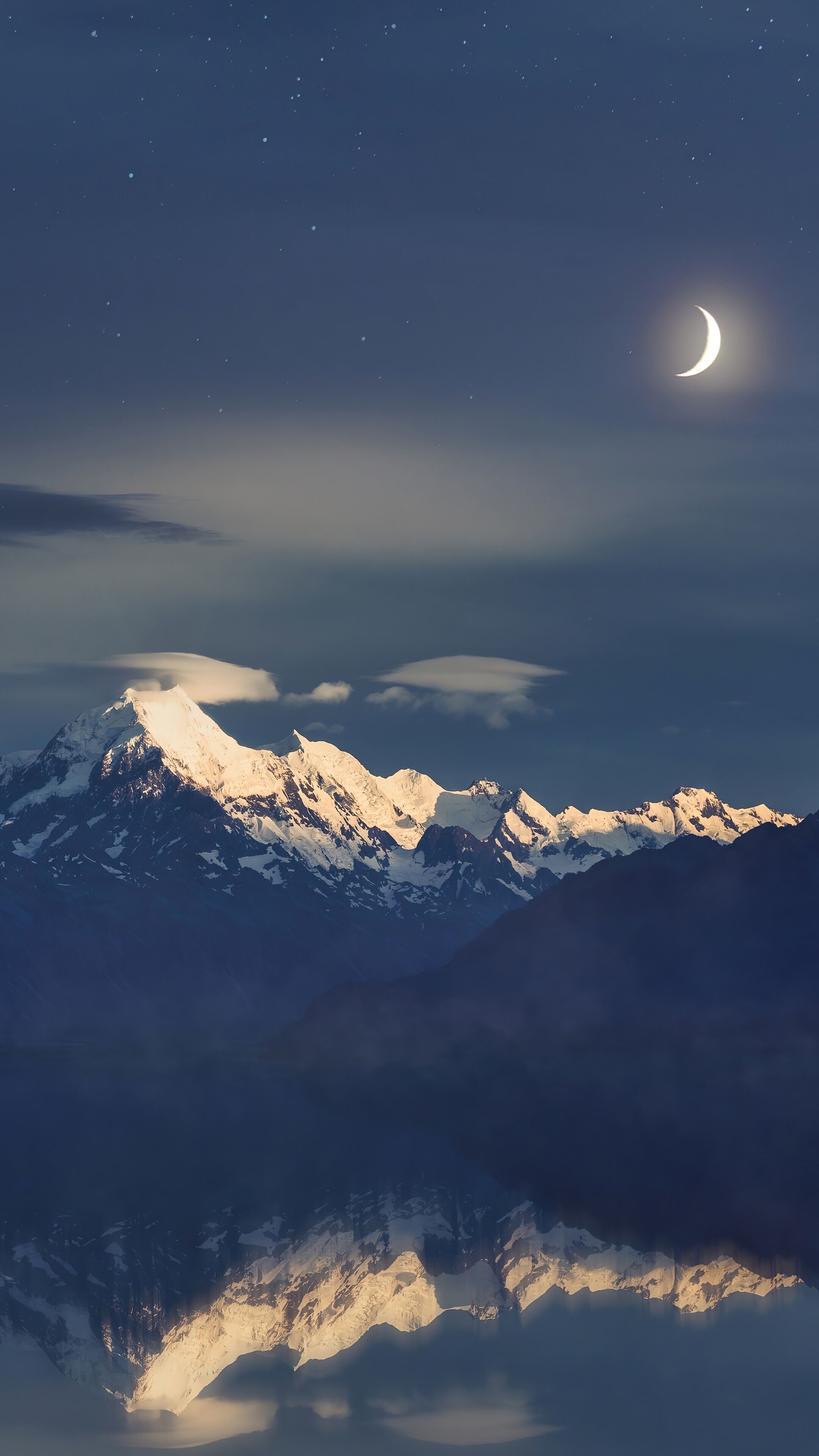 2160x3840 Mountain Snowy Peak Night Scenery Mount Cook New Zealand 4K Wallpaper iPhone HD Phone h