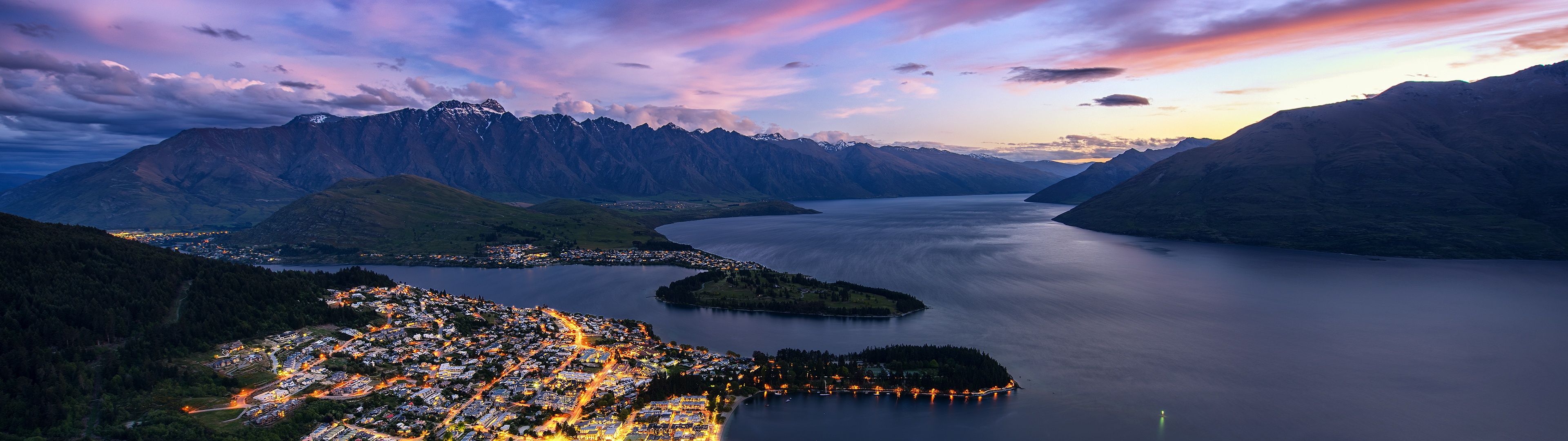3840x1080 Bob's Peak Wallpaper 4K, Ben Lomond, New Zealand