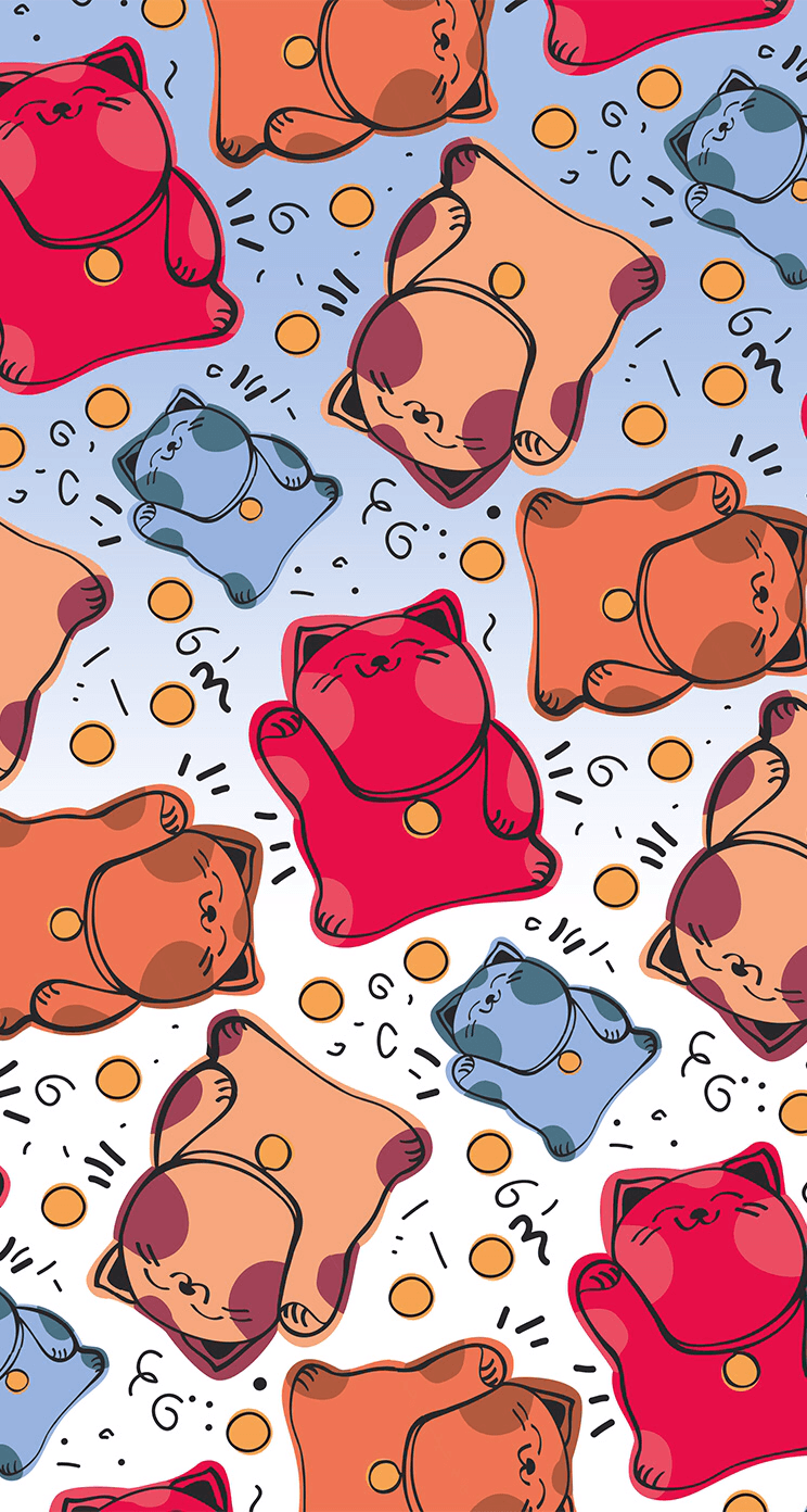 744x1392 Maneki Neko iPhone Wallpaper. Wallpaper. Maneki neko