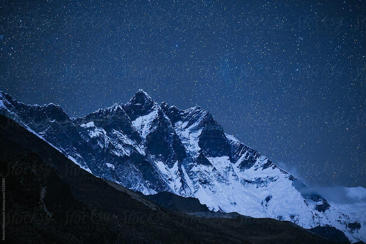 1200x800 Lhotse peak at starry night by Marko .