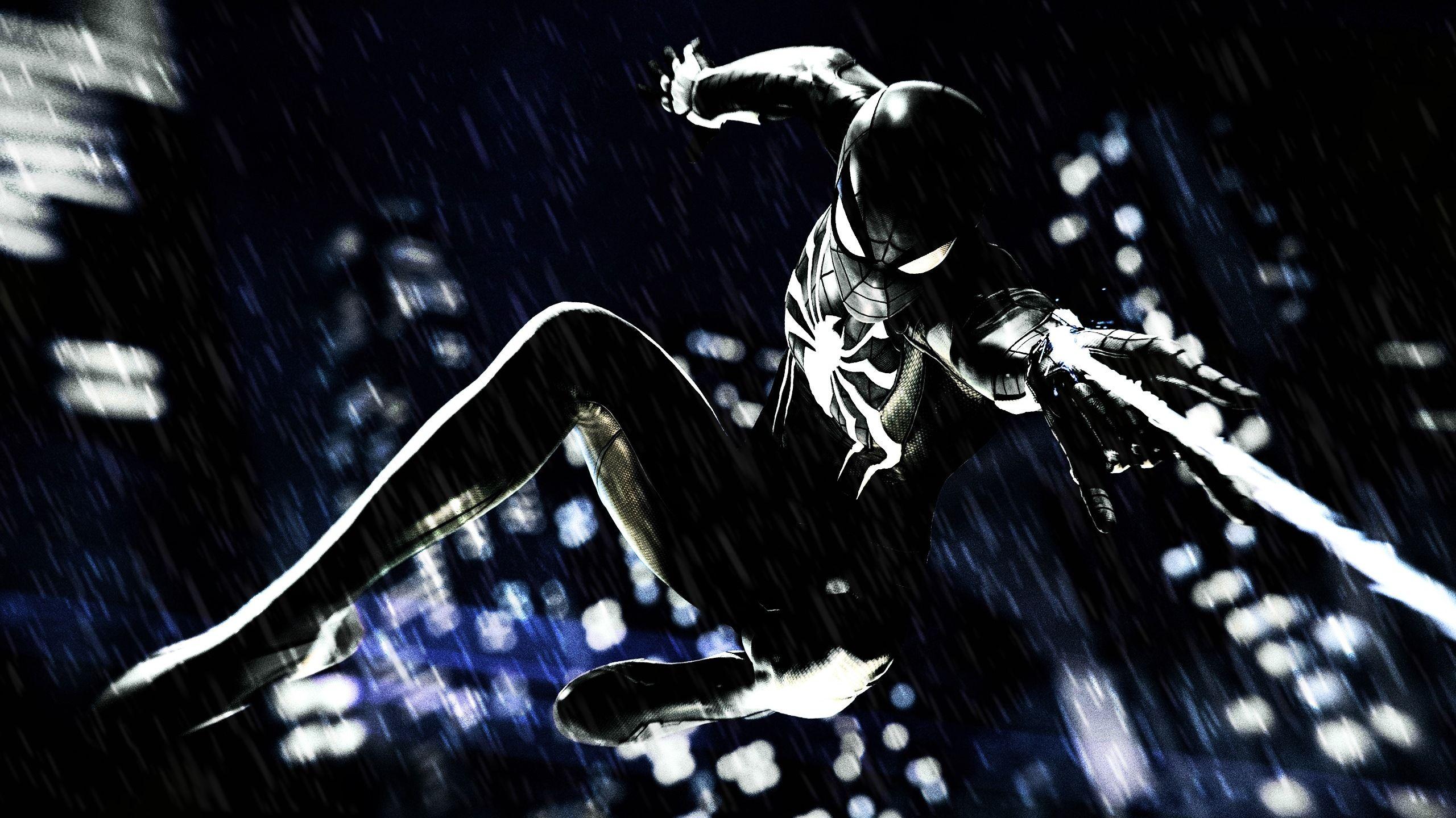 2560x1440 Spider Man PS4 Black Suit Wallpaper [2560×1440]
