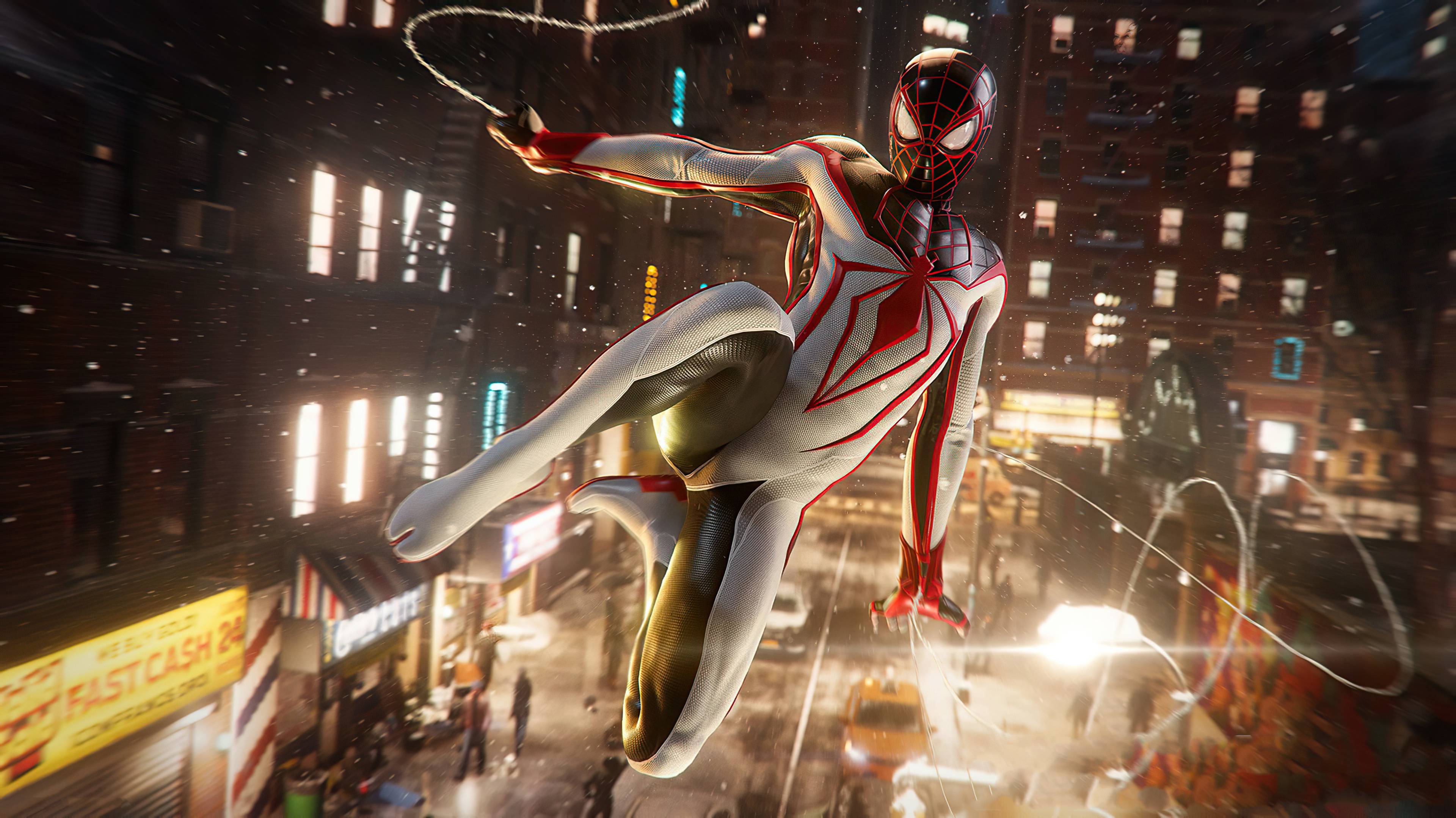 3840x2158 Marvels Spiderman Miles Morales White Suit Wallpaper, HD Games 4K Wallpaper, Image and Background