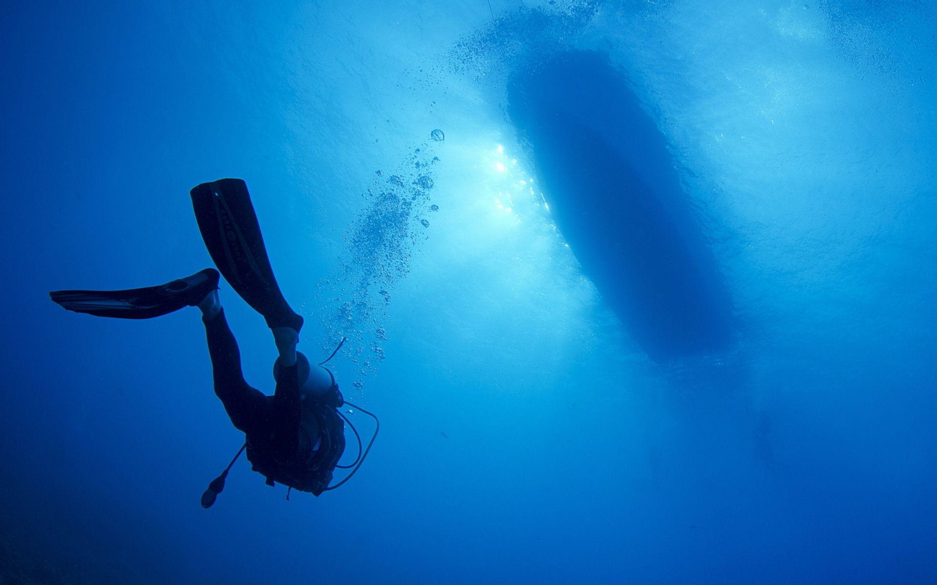 1920x1200 Boat water scuba diver ocean sea .