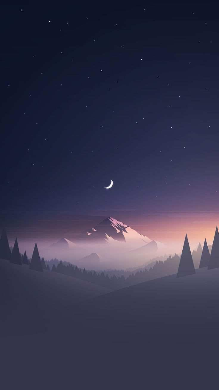 735x1308 Minimal Mountain Stars Night Wallpaper .