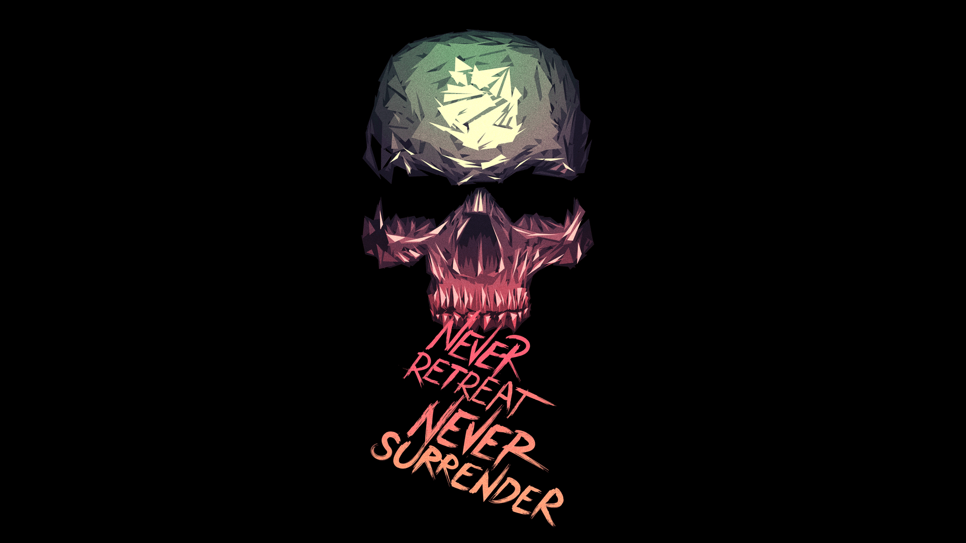 1920x1080 Never Retreat Never Surrender Skull Wallpaper