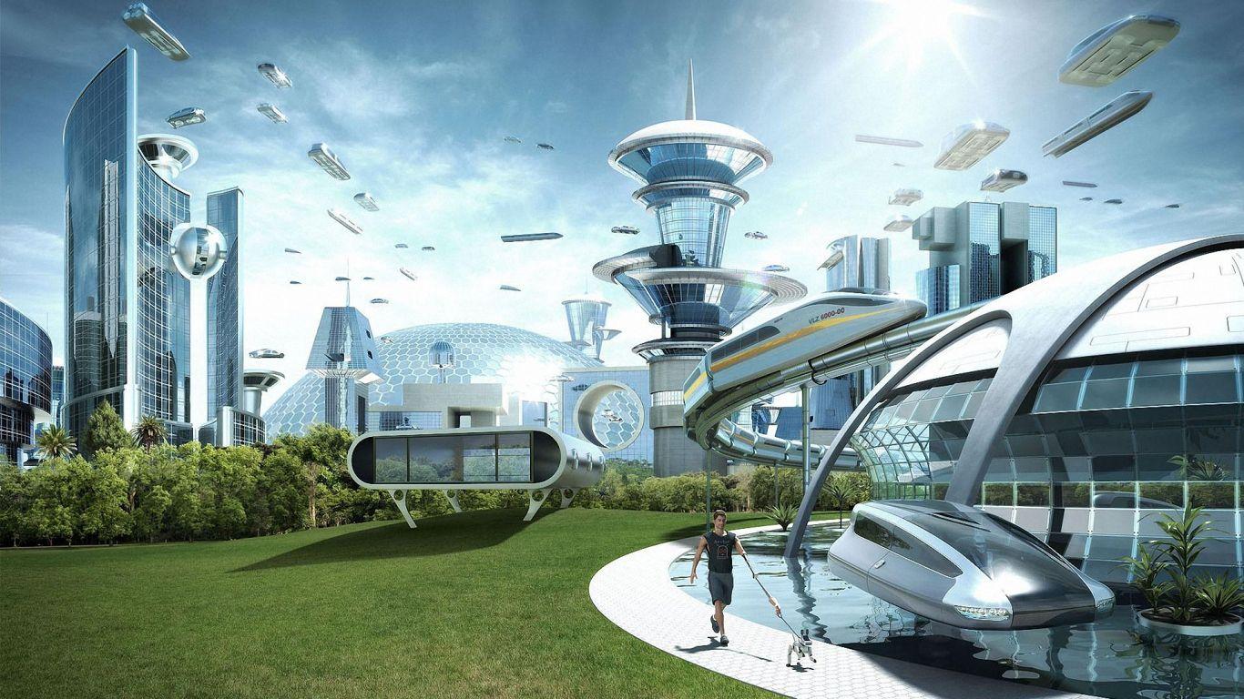 1366x768 Futuristic City Wallpaper HD