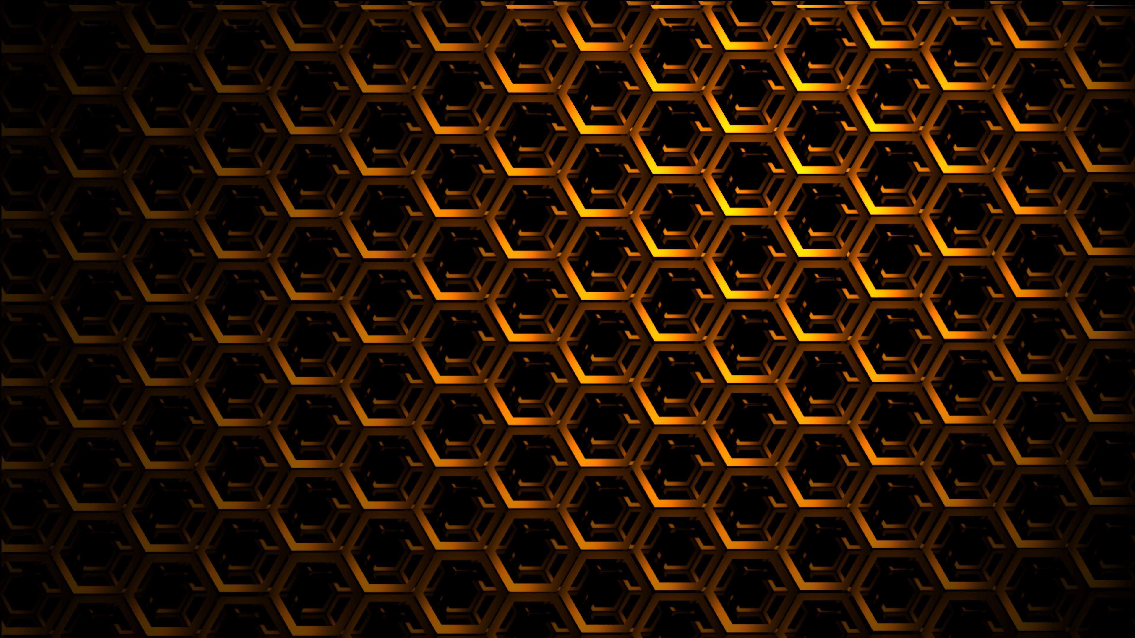 3840x2160 3D Hexagons Mesh Dark Shadows 4K HD .hdwallpaper.in