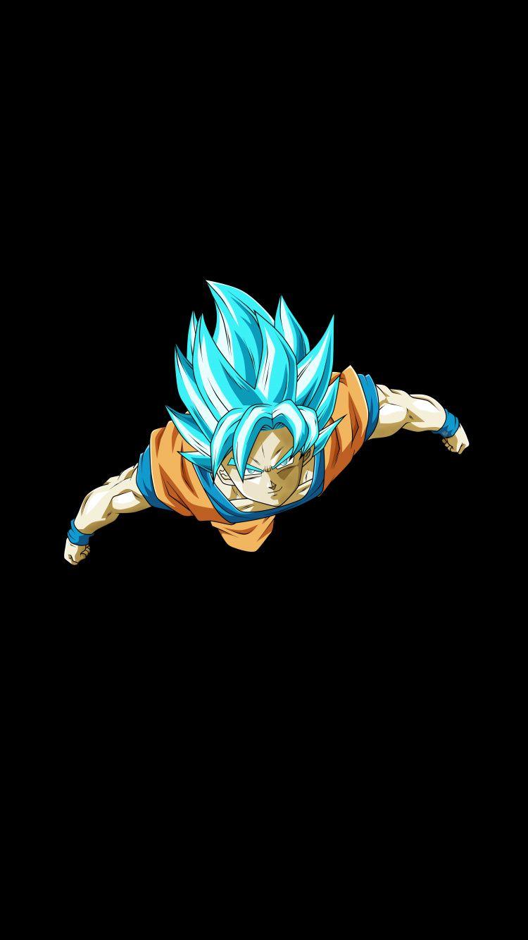 750x1334 Download Goku, blue hair, dive, minimal .