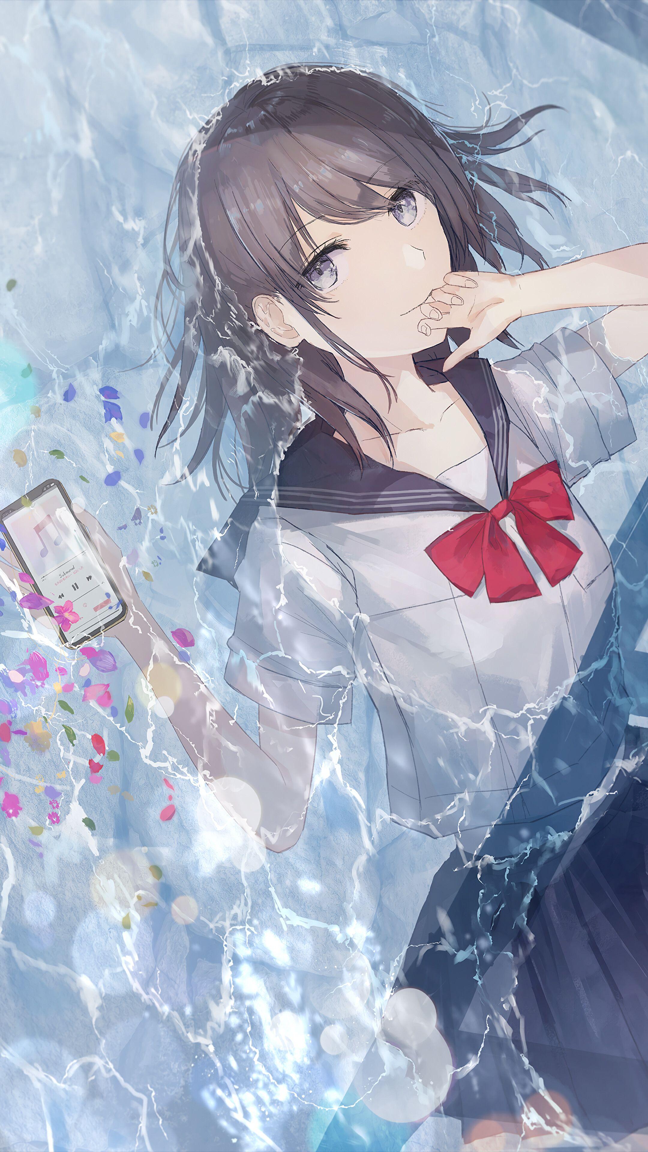 2160x3840 Anime, Student, Girl, Uniform .