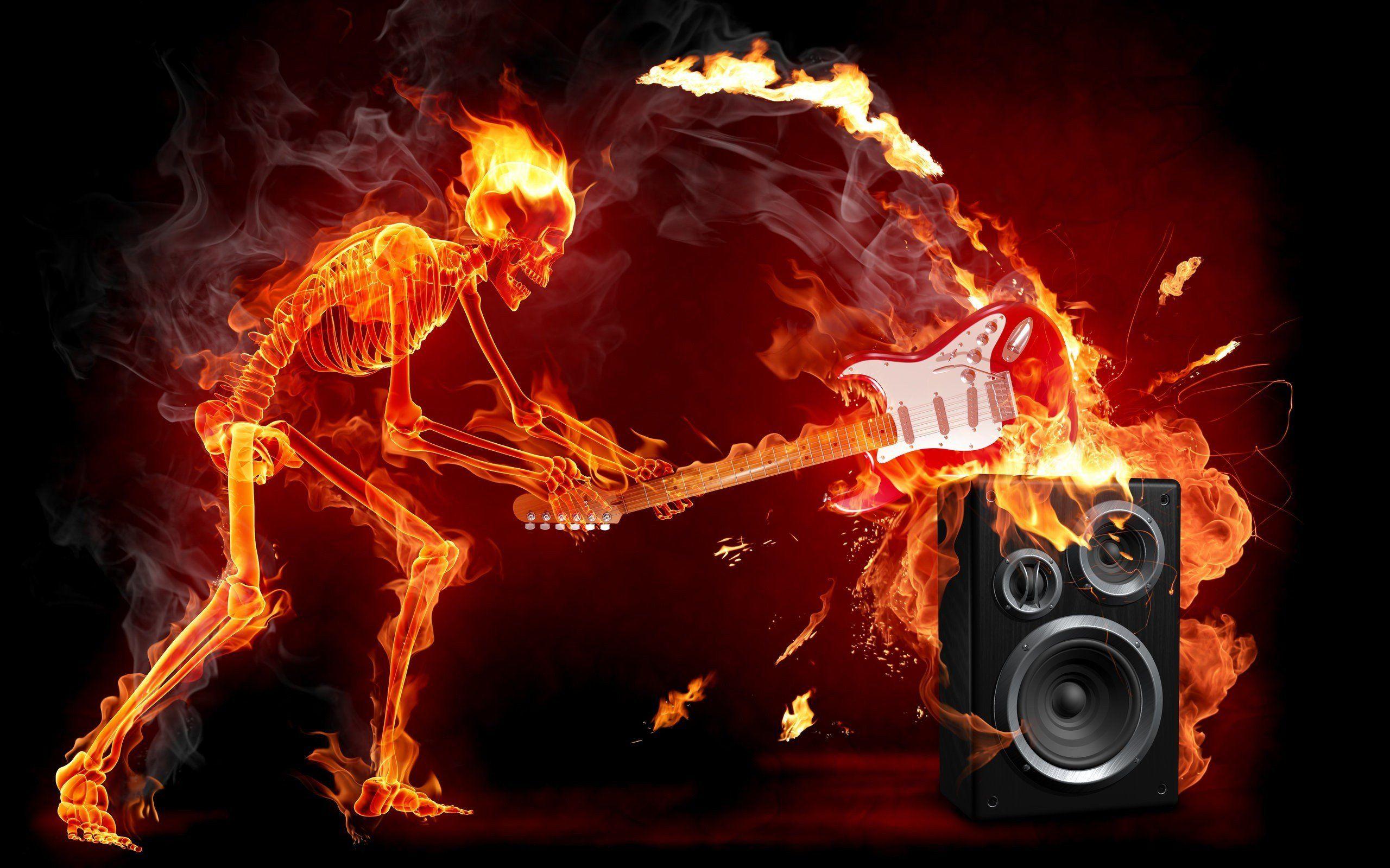 2560x1600 fire, Guitar, Music HD Wallpaper .