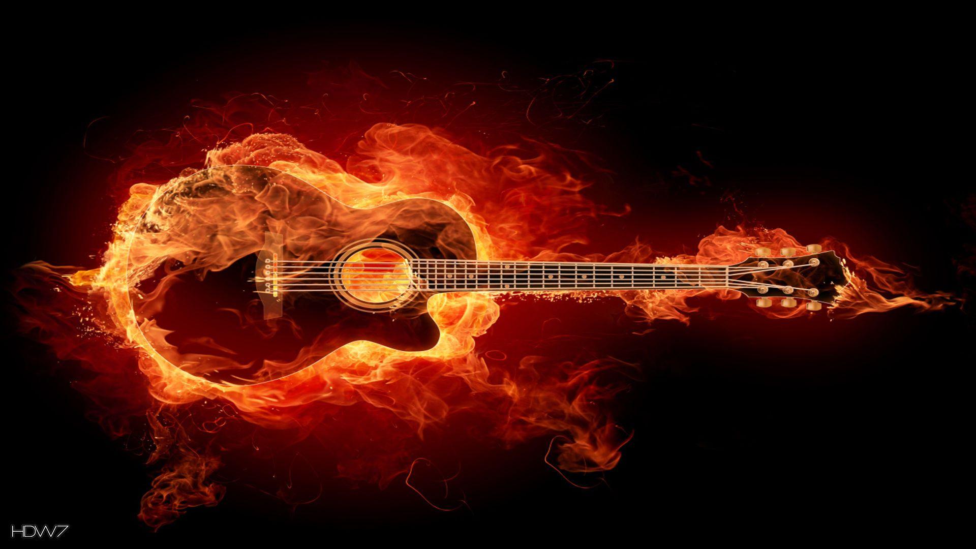 1920x1080 flame guitar wallpaper. HD wallpaper .