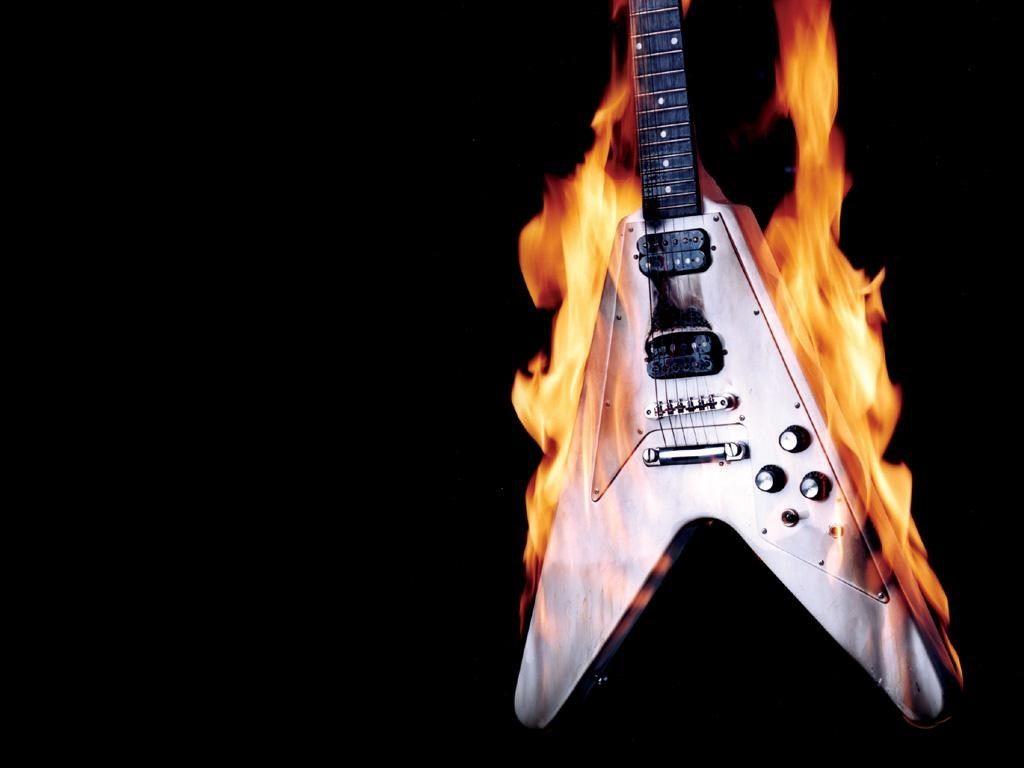 1024x768 Rockstar Burning Guitar Wallpapermrbbart.