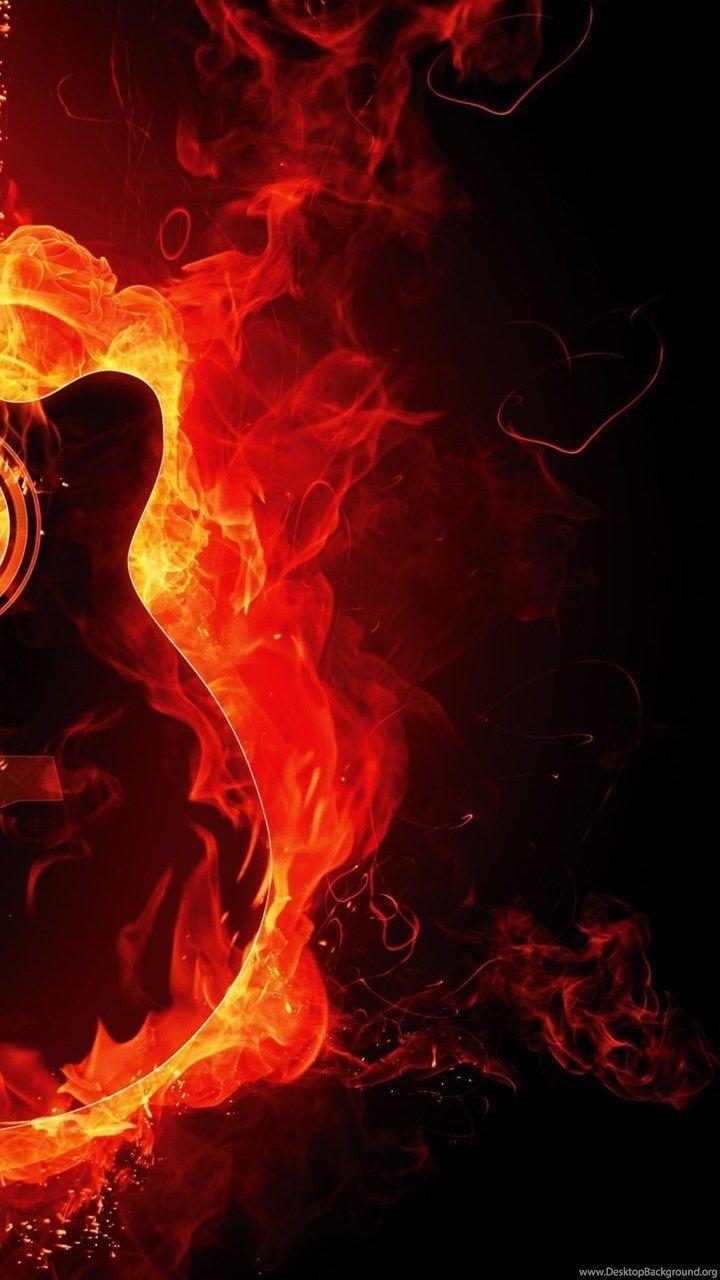 720x1280 Fire Flaming Guitar HD Wallpaper .