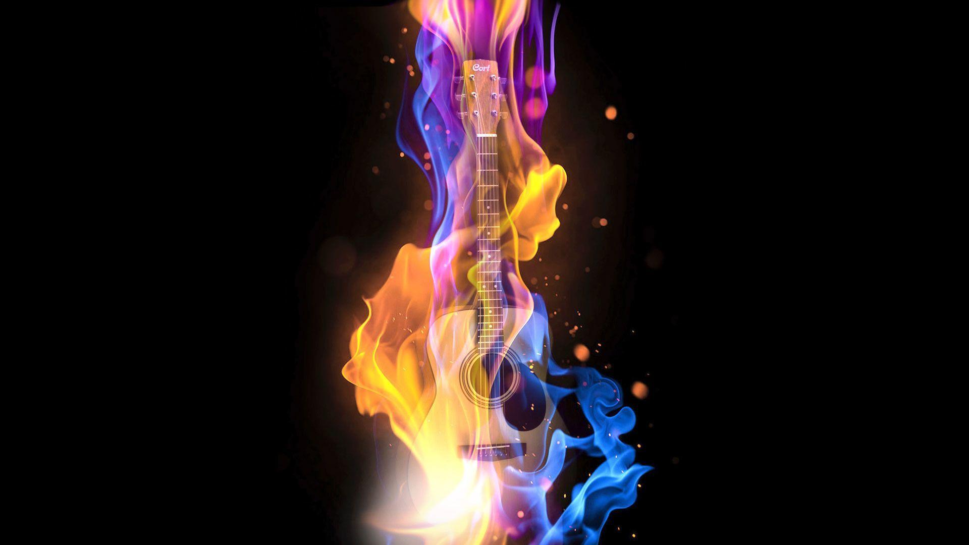 1920x1080 Flame Guitar Wallpaper