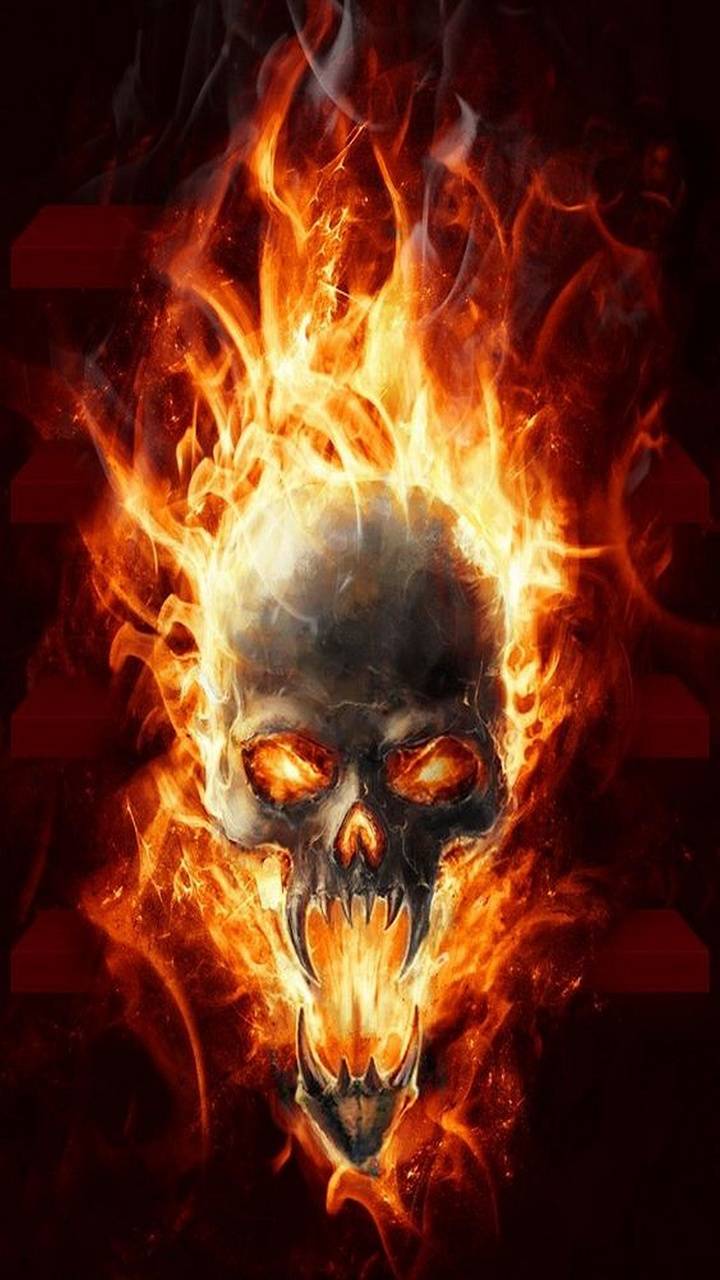 720x1280 fire skull wallpaper by sam281972 .