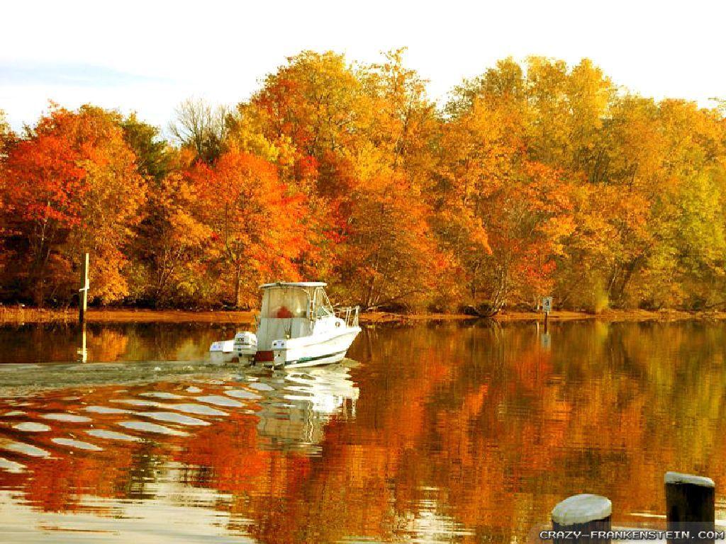 1024x768 Boating On Beautiful Autumn Wallpaper .