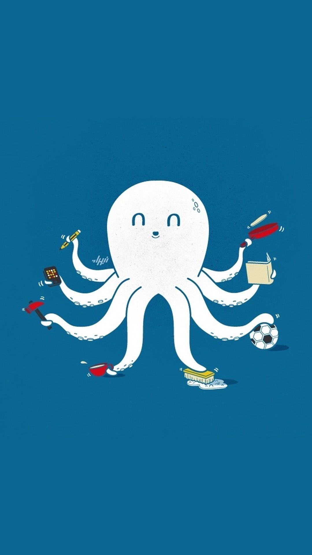 1080x1920 Octopus Multitask. Funny iphone .com
