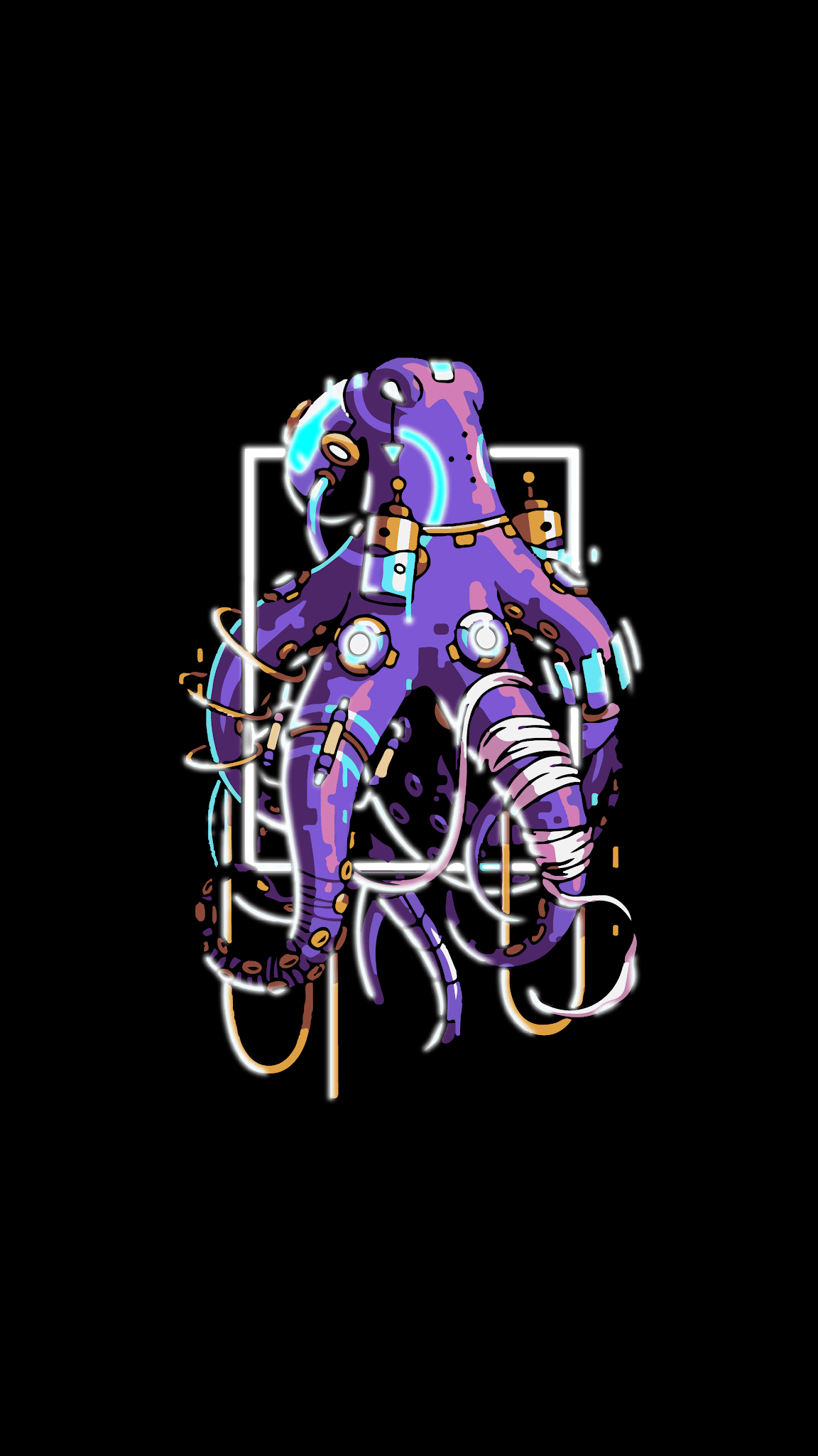 1152x2048 Black wallpaper 4K Octopus .