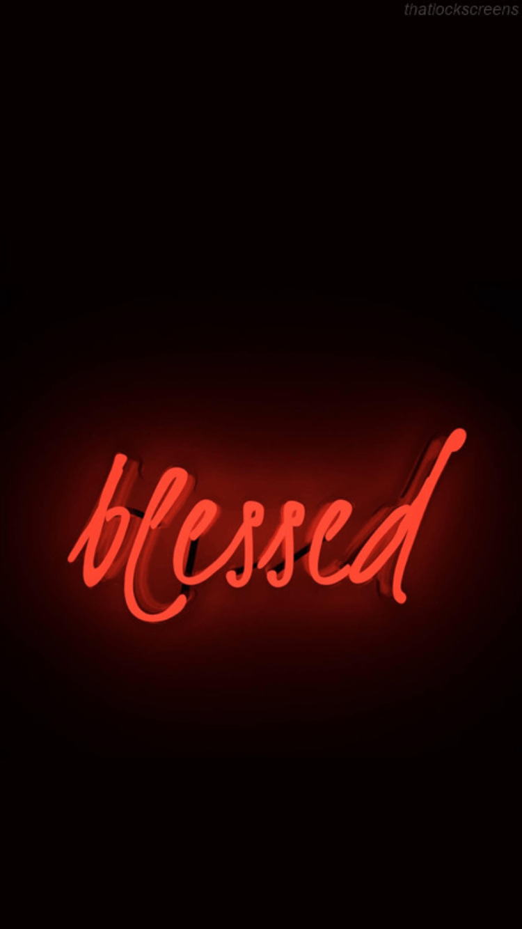 750x1334 Blessed Neon Light Wallpaper .