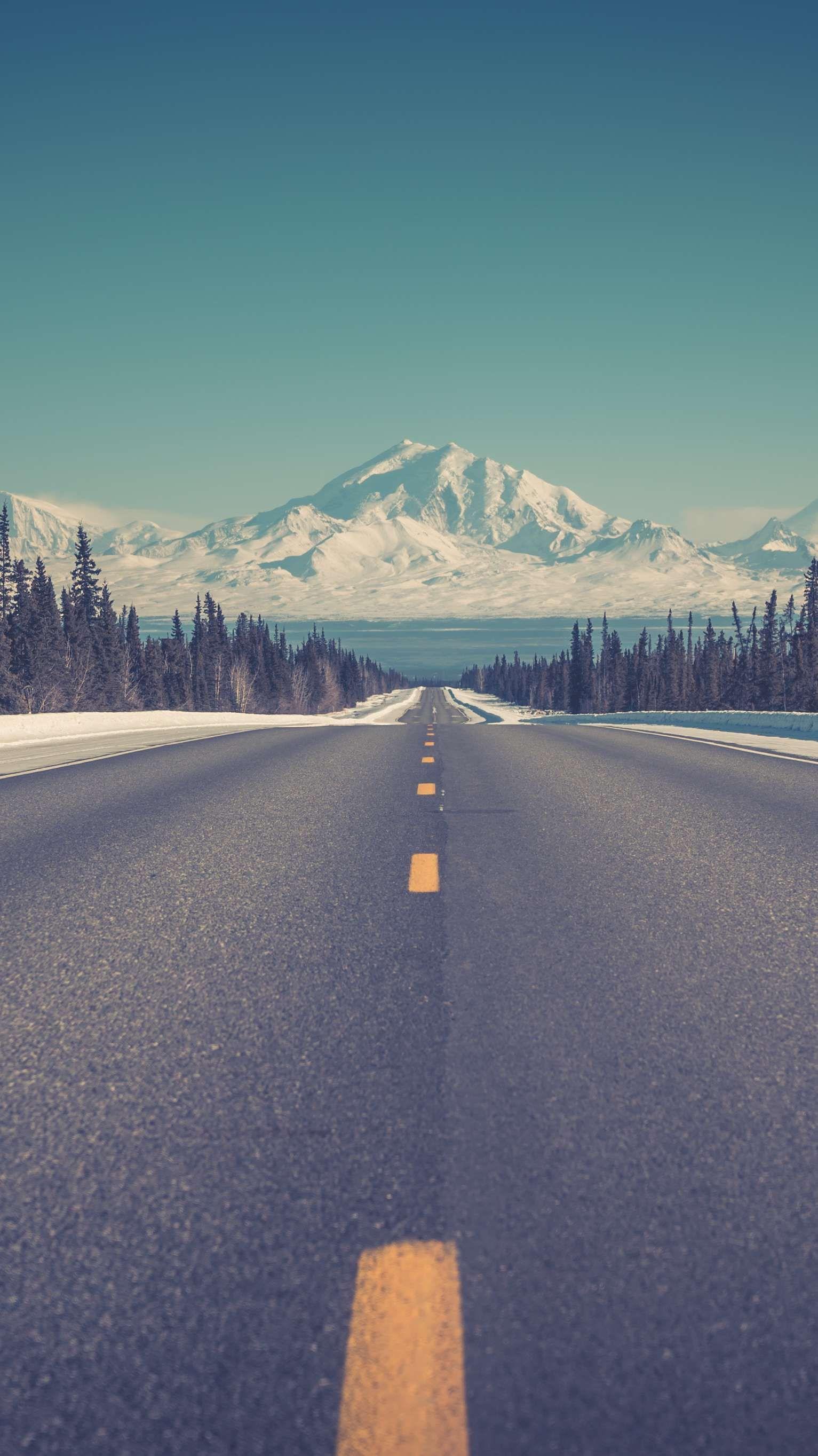 1533x2727 Road to Hills Snow Canada iPhone .