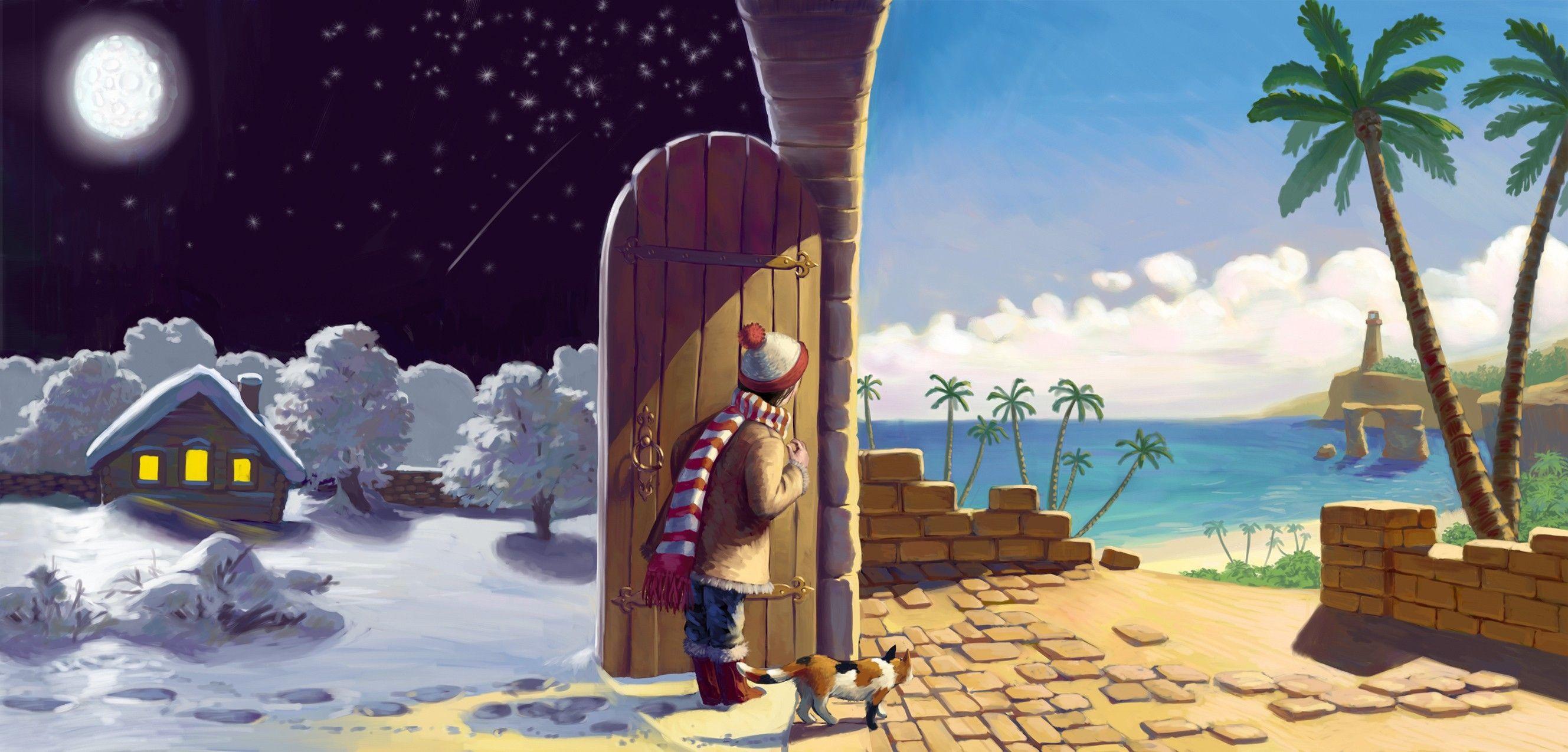 2657x1275 High Resolution Cartoon Beach