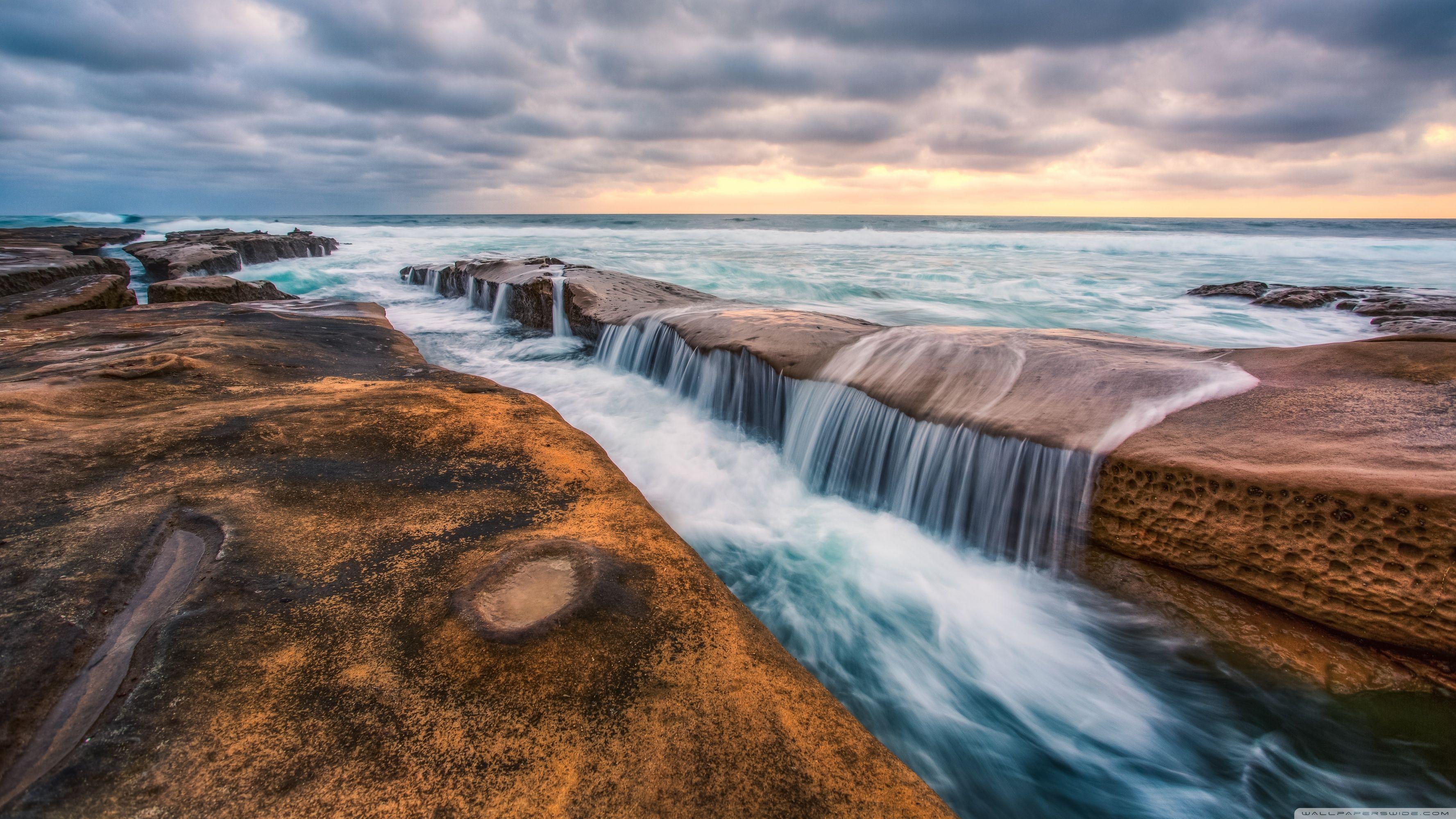3554x1999 Pacific Ocean Rocks Ultra HD Desktop .