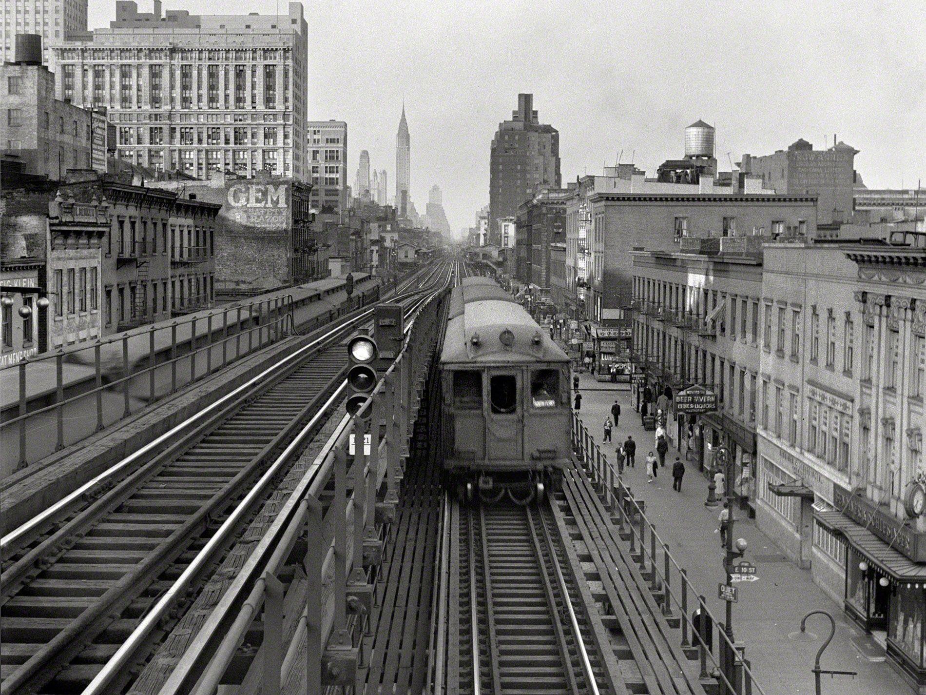 1900x1425 Train Railroad Rails B W Buildings New York Retro Wallpaper Wallpaper New York HD Wallpaper