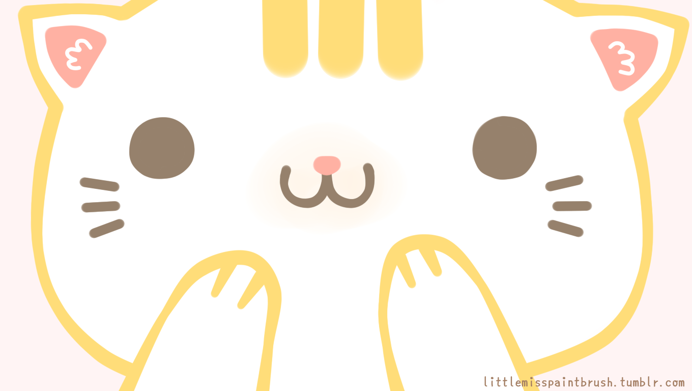 1360x768 Kawaii Cat Wallpaper