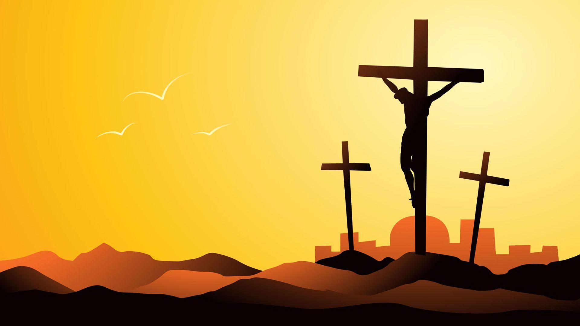 1920x1080 Image Of Jesus On Cross With Yellow .hdwallpaper.in