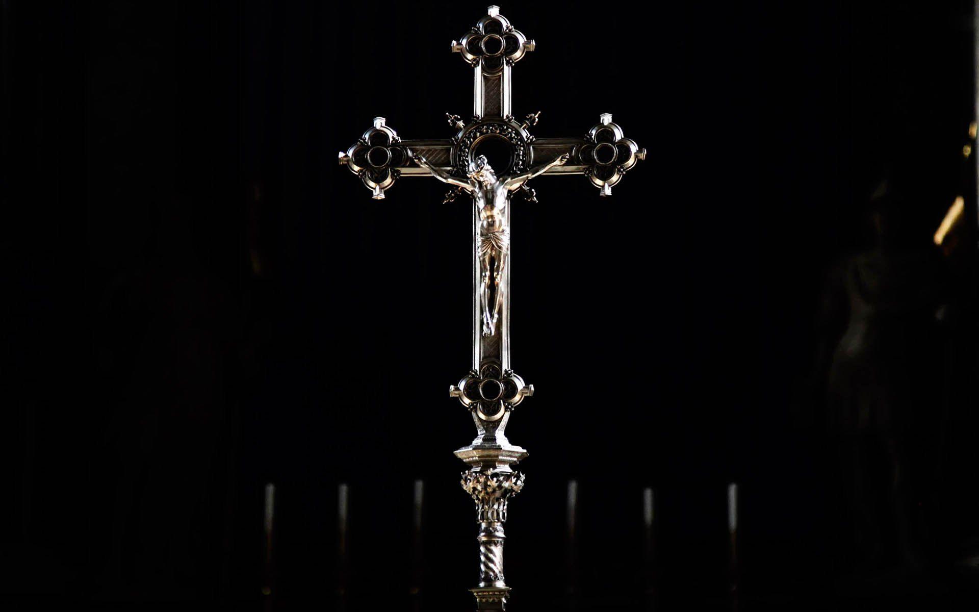 1920x1200 Black Background Gold Cross