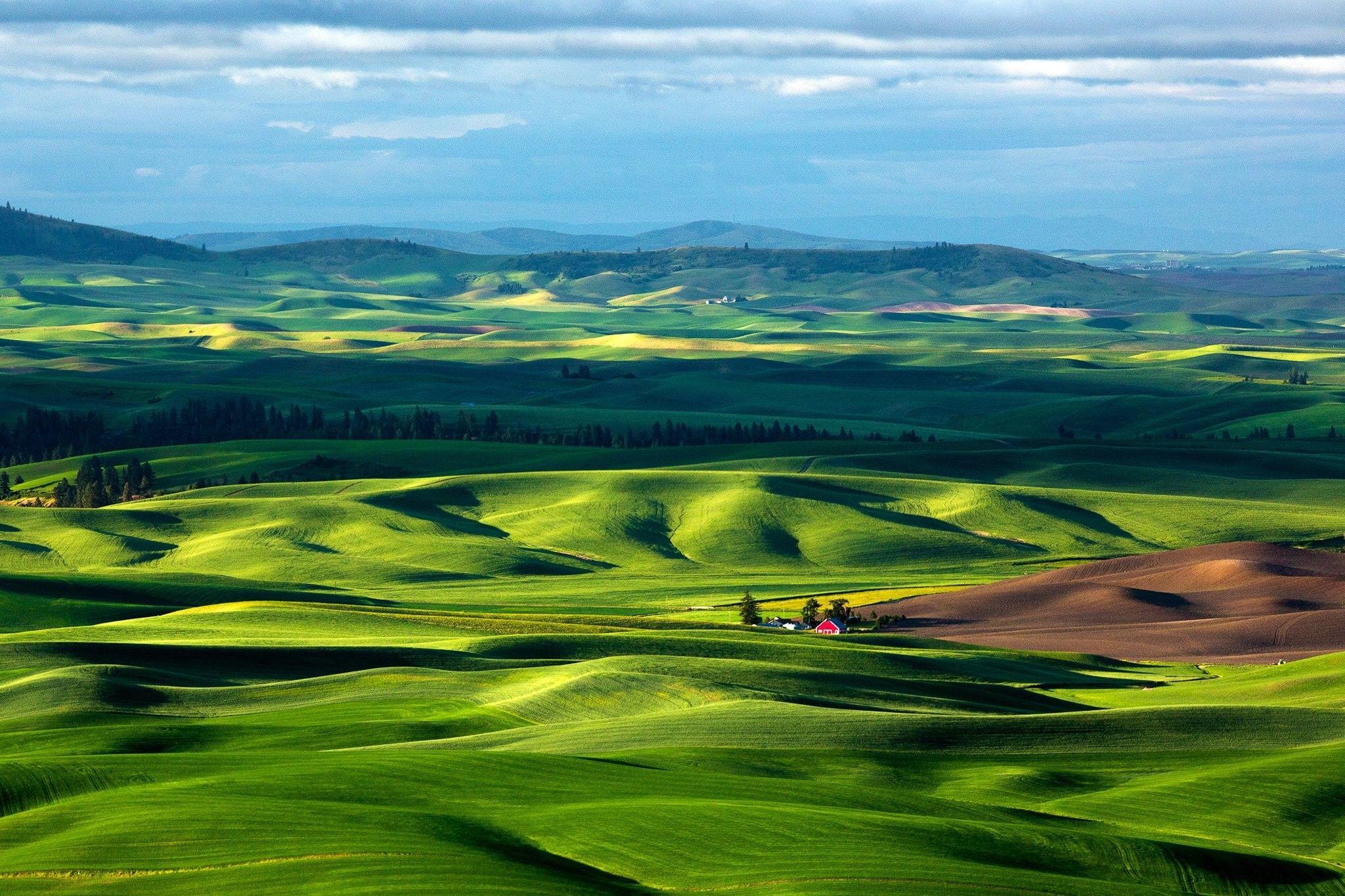 2048x1365 Landscapes Fields Grass Hills Sky Italy Landscape Mountains HD