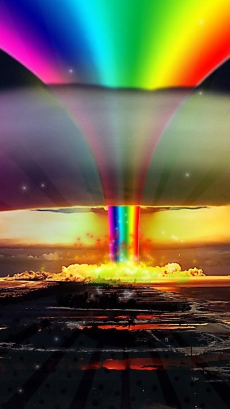 750x1334 Atomic bomb colors explosion funny hippie wallpaper
