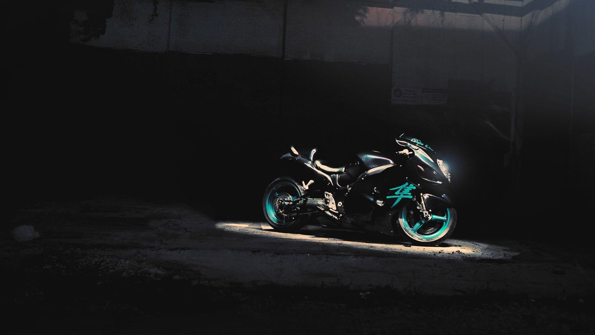1920x1080 Blue and black sports bike photography .