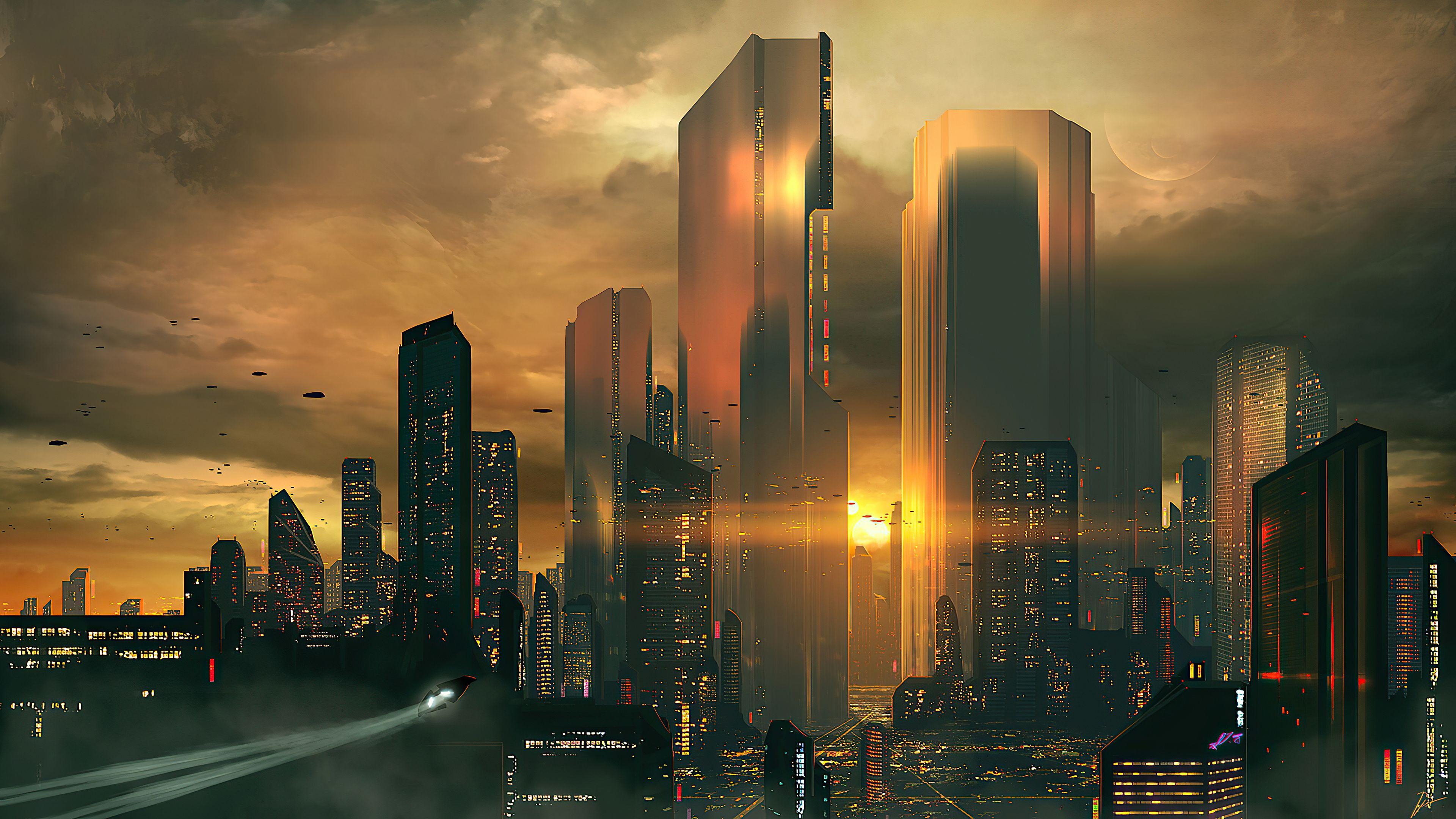 3840x2160 Silhouettes Of Future City 4k, HD Artist, 4k Wallpaper, Image, Background, Photo and Picture