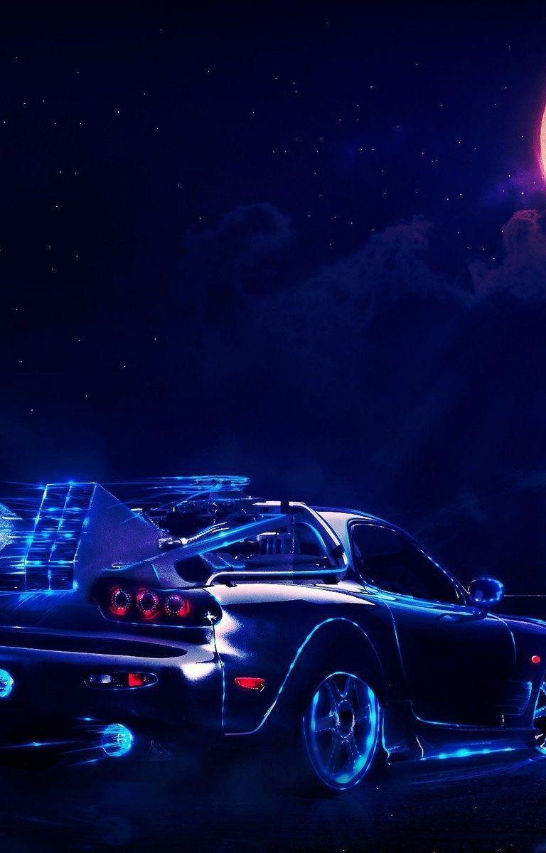 768x1200 Future DeLorean At Night HD Wallpaperwallpaper.gg