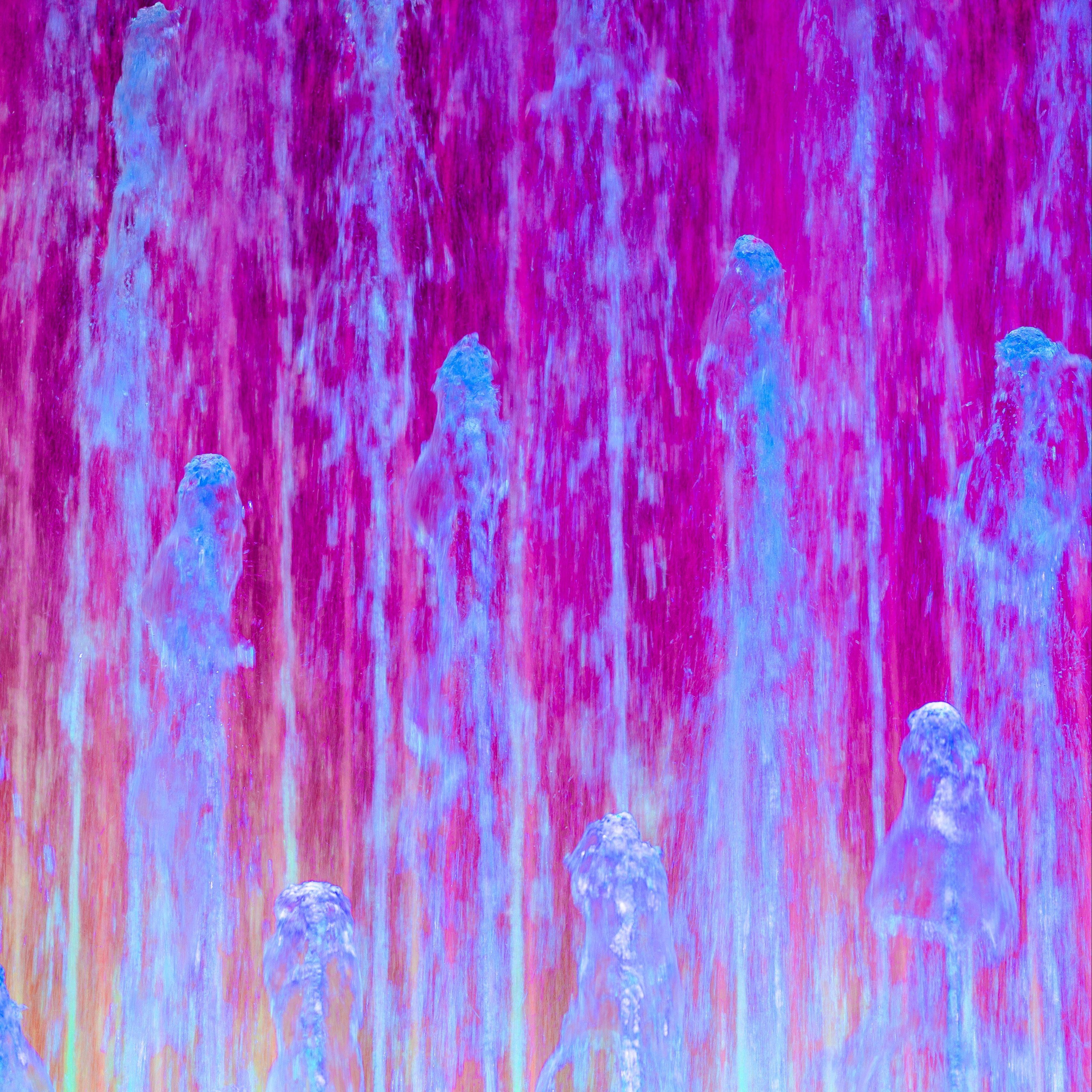 3415x3415 Wallpaper Fountain, Jets, Water, Lights .