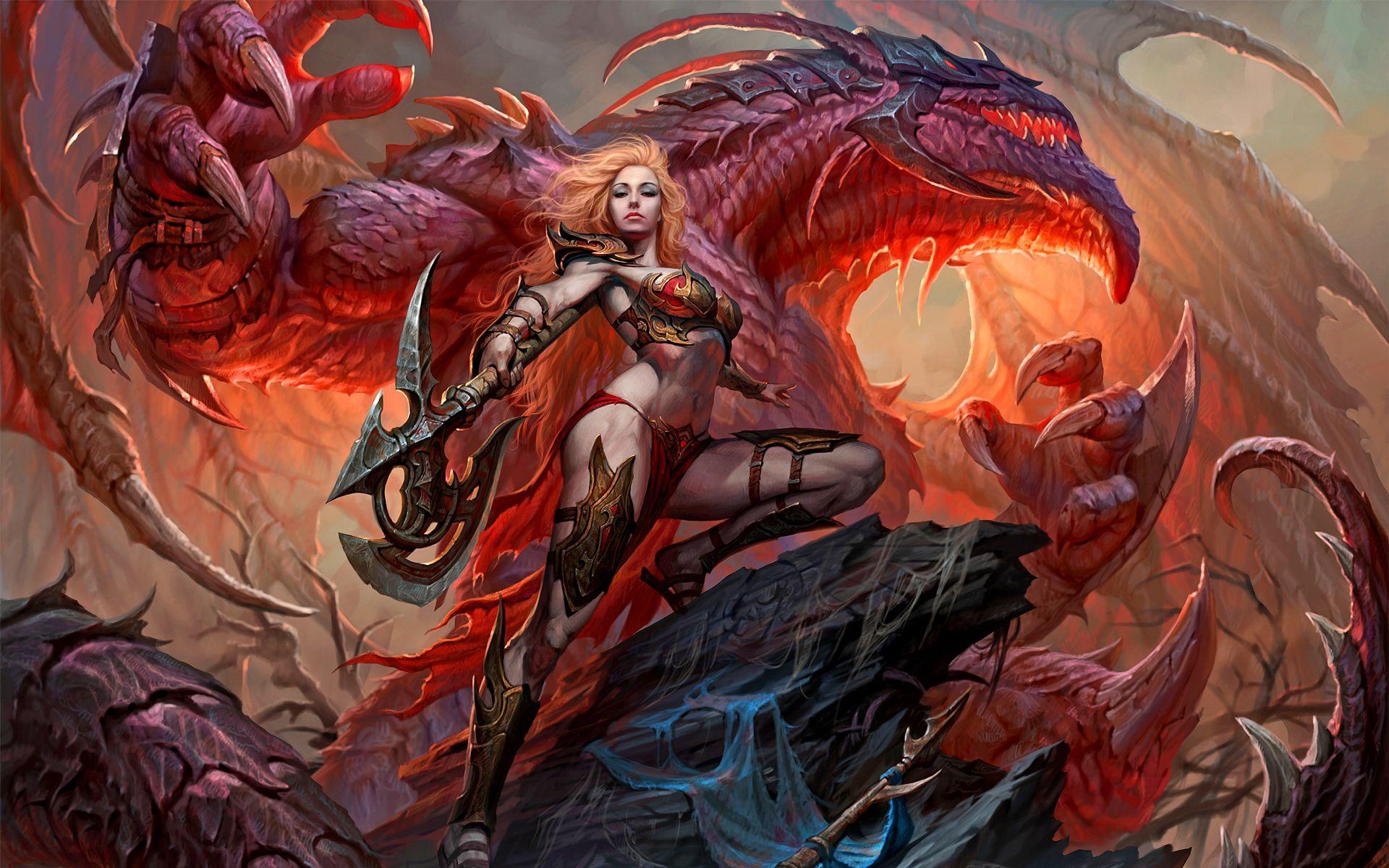 1920x1200 dark, magic, dragon, warrior wallpaperf.co.ua