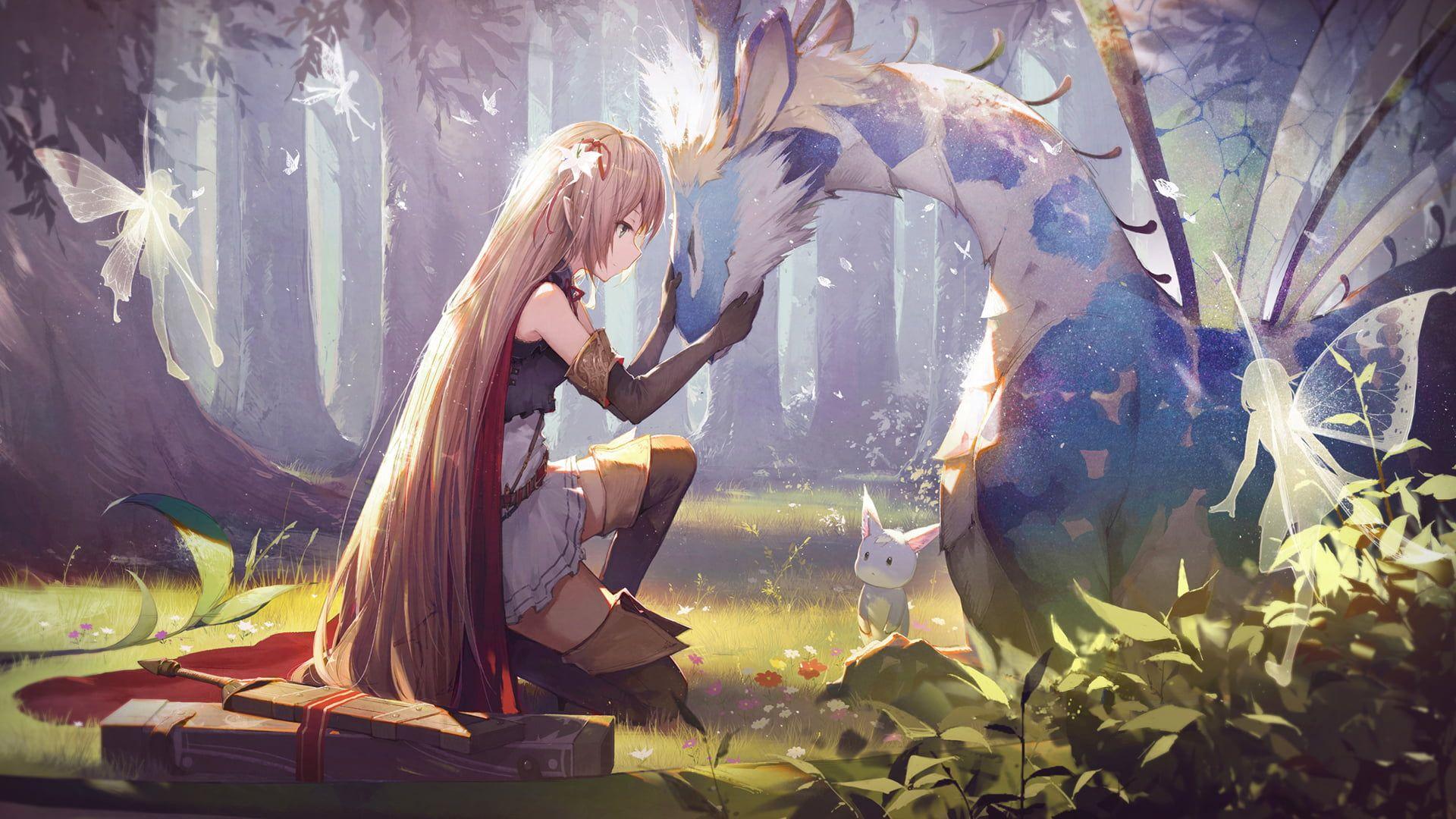 1920x1080 Girl with Dragon Dark Wallpaper .avante.biz