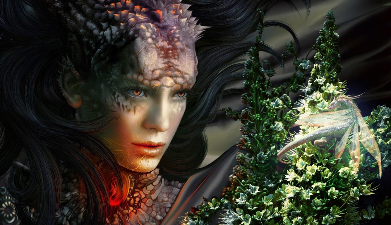 1336x768 girl, sight, dragon HD Laptop .